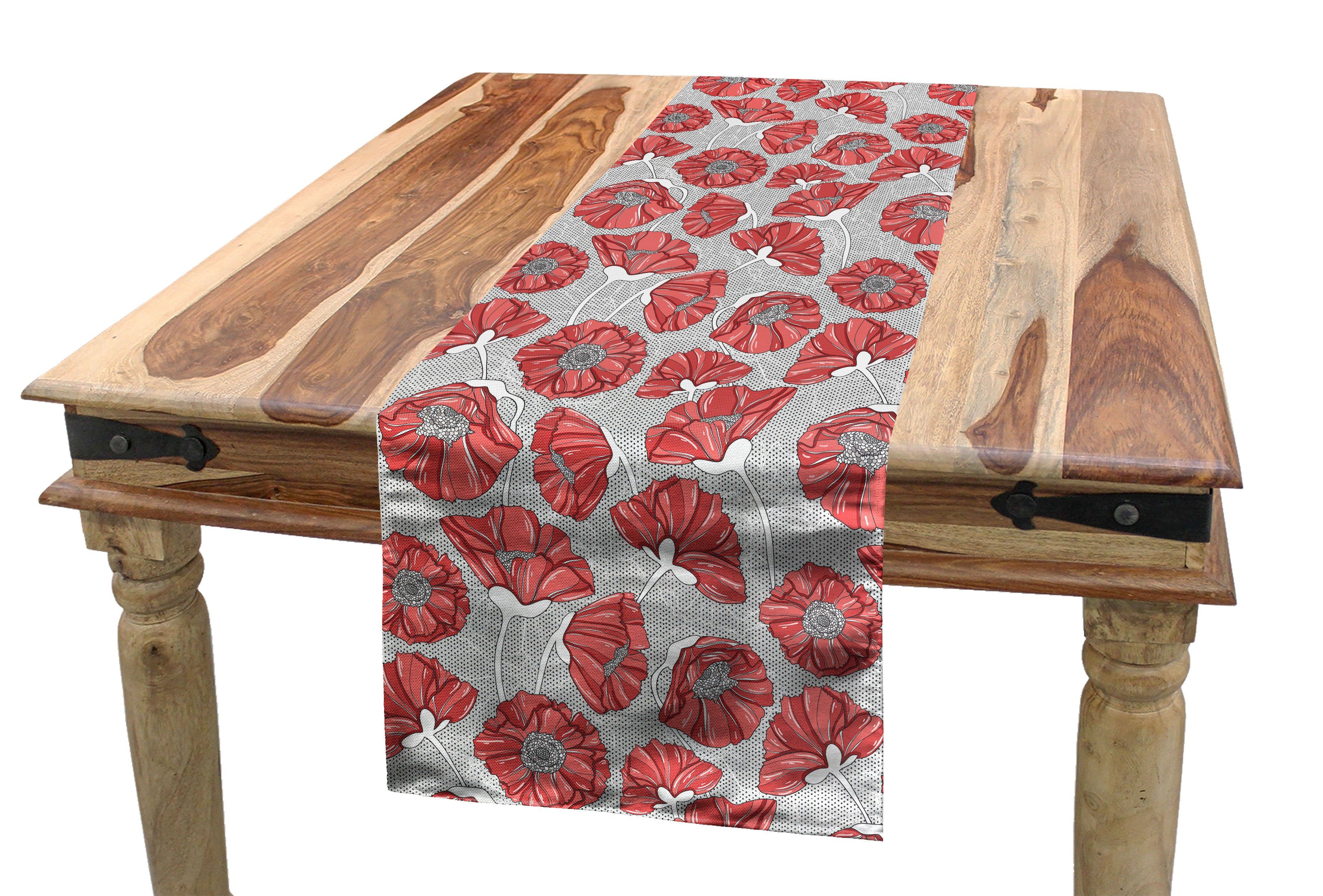 Abakuhaus Tischläufer Esszimmer Küche Rechteckiger Dekorativer Tischläufer, Blumen Mohnblumenblätter Tupfen