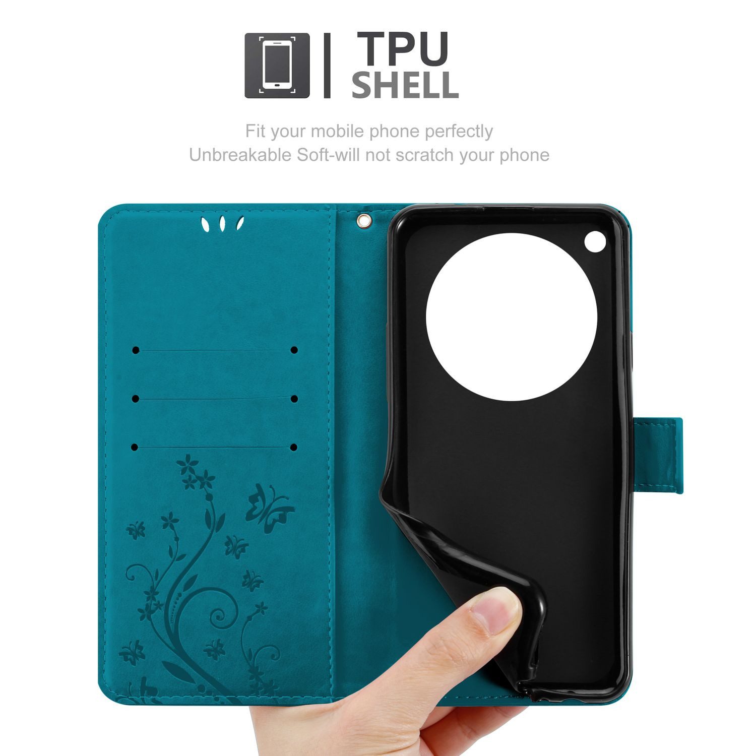 Cadorabo Handyhülle für Oppo Find X8 Pro Hülle Oppo Find X8 Pro, Hülle Schutzhülle Blumen Flower mit Standfunktion Kartenfach Magnet