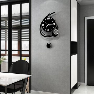 yozhiqu Wanduhr Moderne dekorative Wanduhr für Wohnzimmer, große Wanduhr mit Pendel (batteriebetrieben 20,5 Zoll, geräuschlose Wanduhr ohne Tickgeräusche)