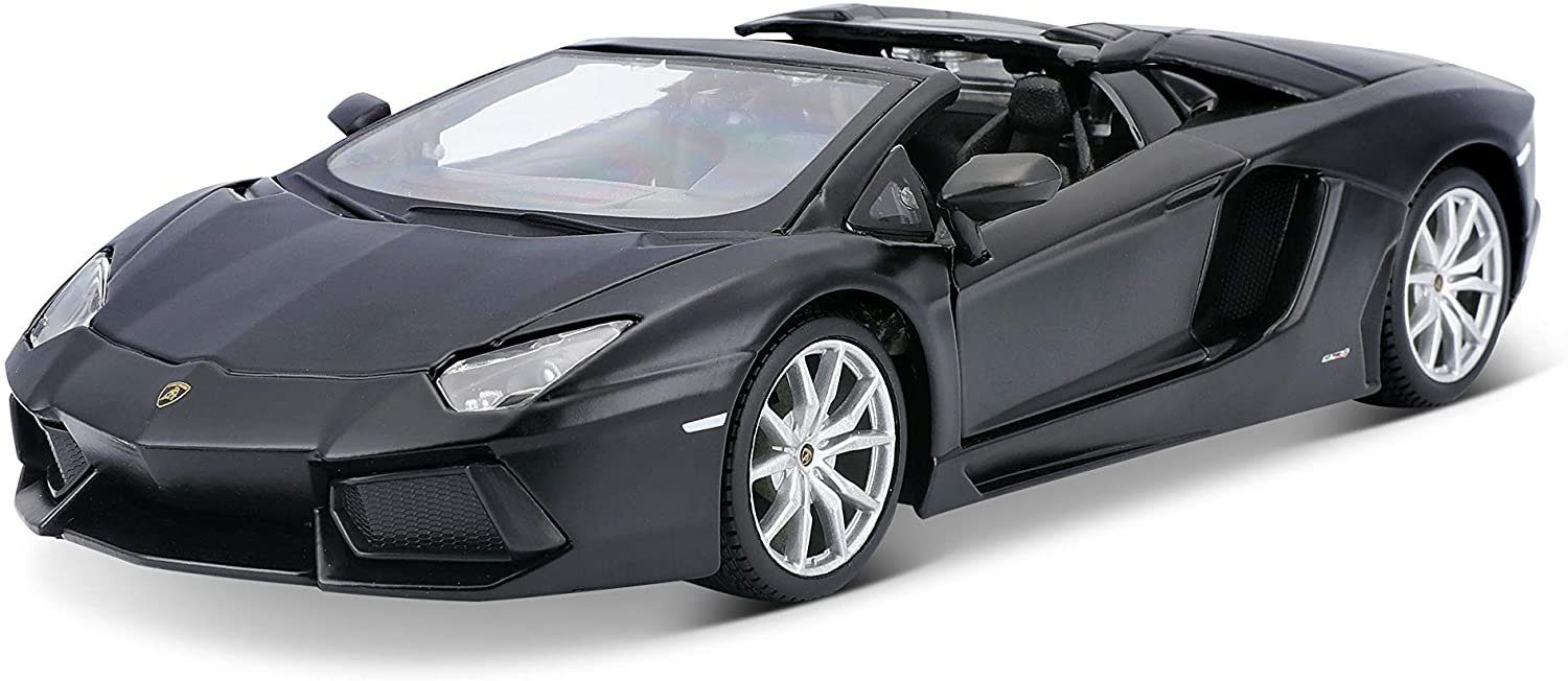 Maisto® Modellauto Lamborghini Aventador LP 700-4 Roadster (mattschwarz), Maßstab 1:24, Originalgetreue Innenausstattung