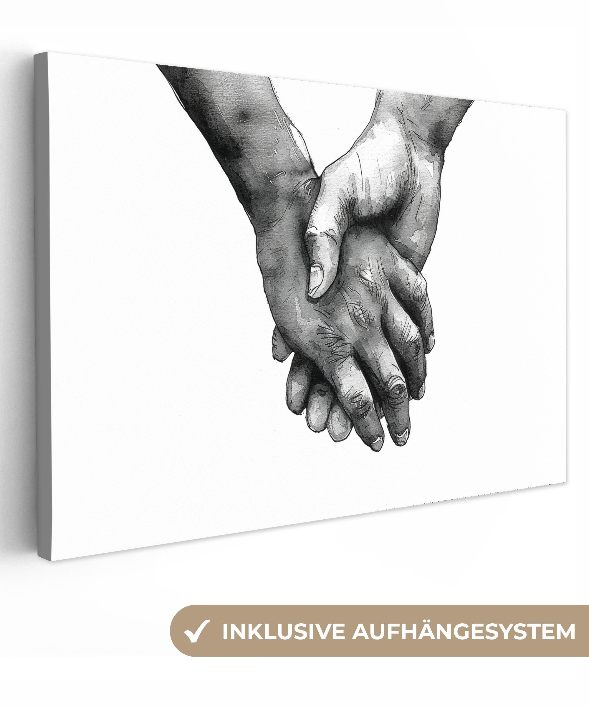 OneMillionCanvasses® Leinwandbild Hände - Schwarz und günstig online kaufen