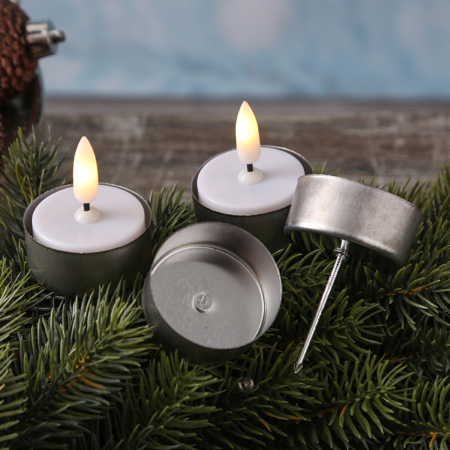 MARELIDA Teelichthalter Adventskranzstecker ohne Dorn f.LED günstig online kaufen