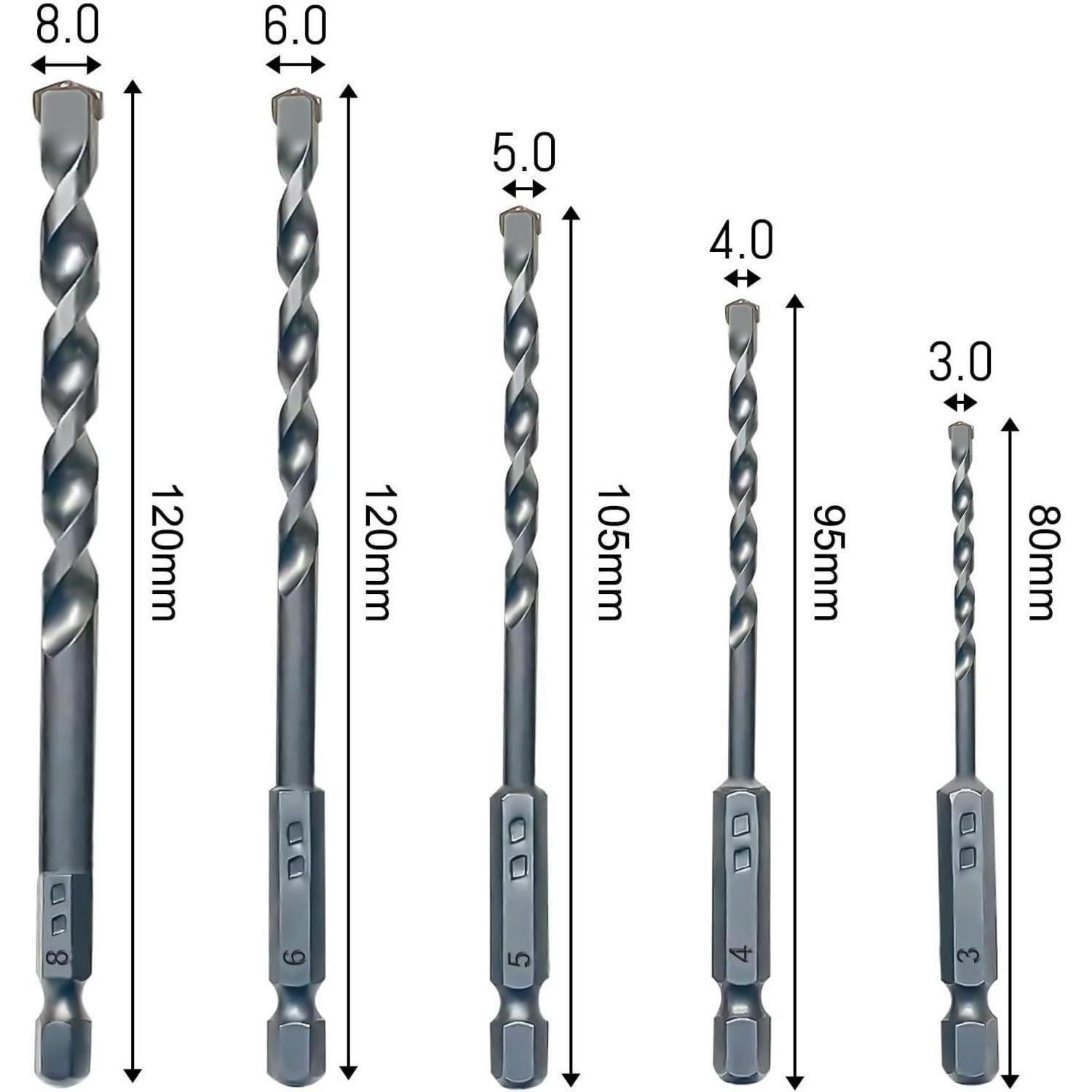 LuxusKollektion Bohrersatz Bohrersatz Beton Mauerwerk Einheitsgröße set 4-Quality Plus