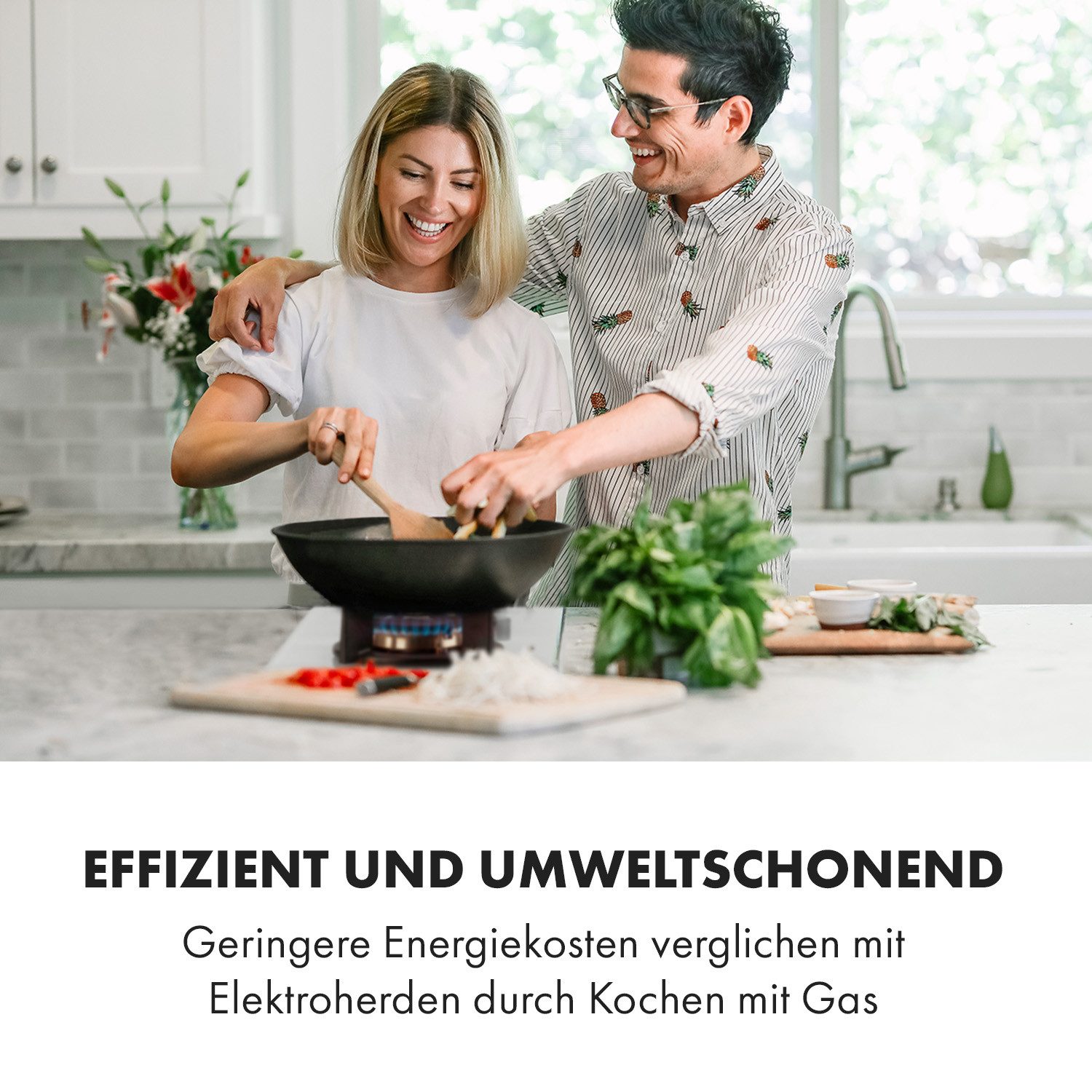 Klarstein Gas-Kochfeld Goldflame Domino, Einbau Gas Kochfeld 2 Platten Herdplatte Kochplatte Einbaukochfeld