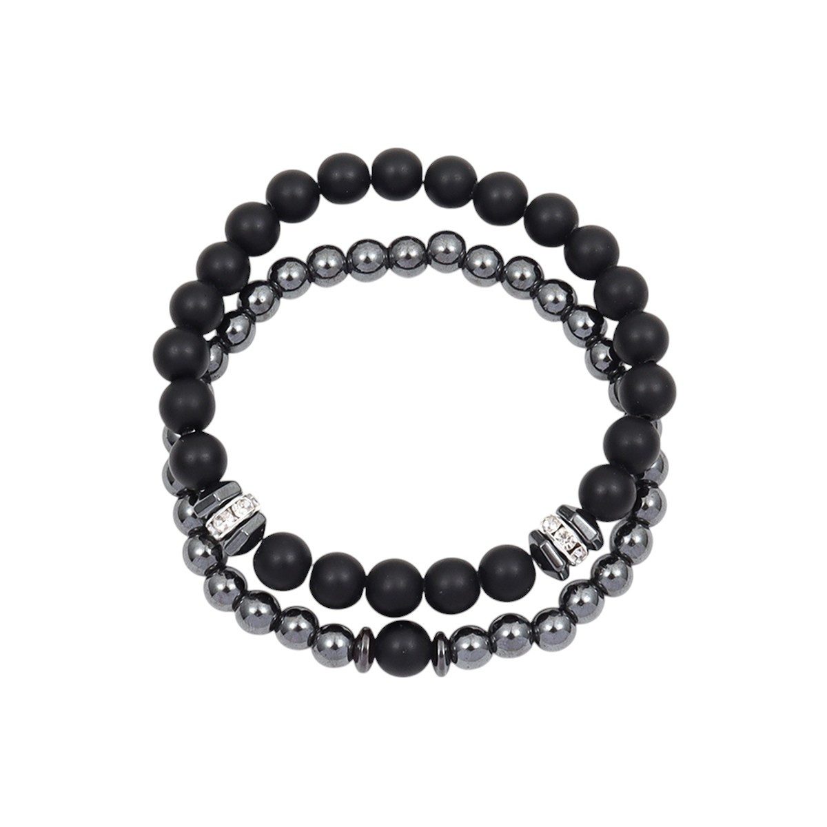 KARMA Perlenarmband Set Armband Schwarz Silber Metall Herren modern (Gesche günstig online kaufen