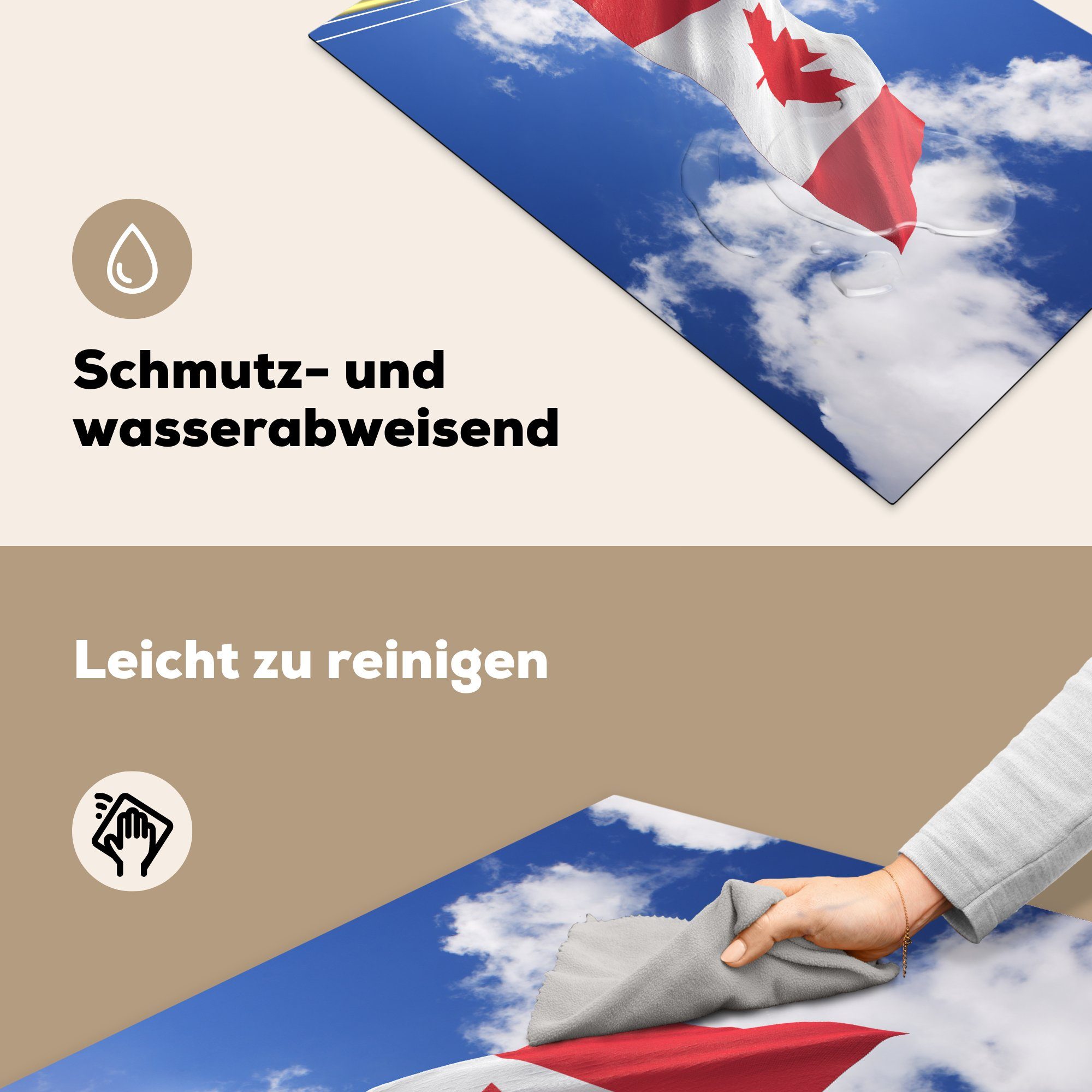 Schutz küche, Ceranfeldabdeckung cm, für an einem Herdblende-/Abdeckplatte 81x52 Nachmittag, (1 Flagge die tlg), sonnigen Vinyl, MuchoWow Induktionskochfeld Kanada von