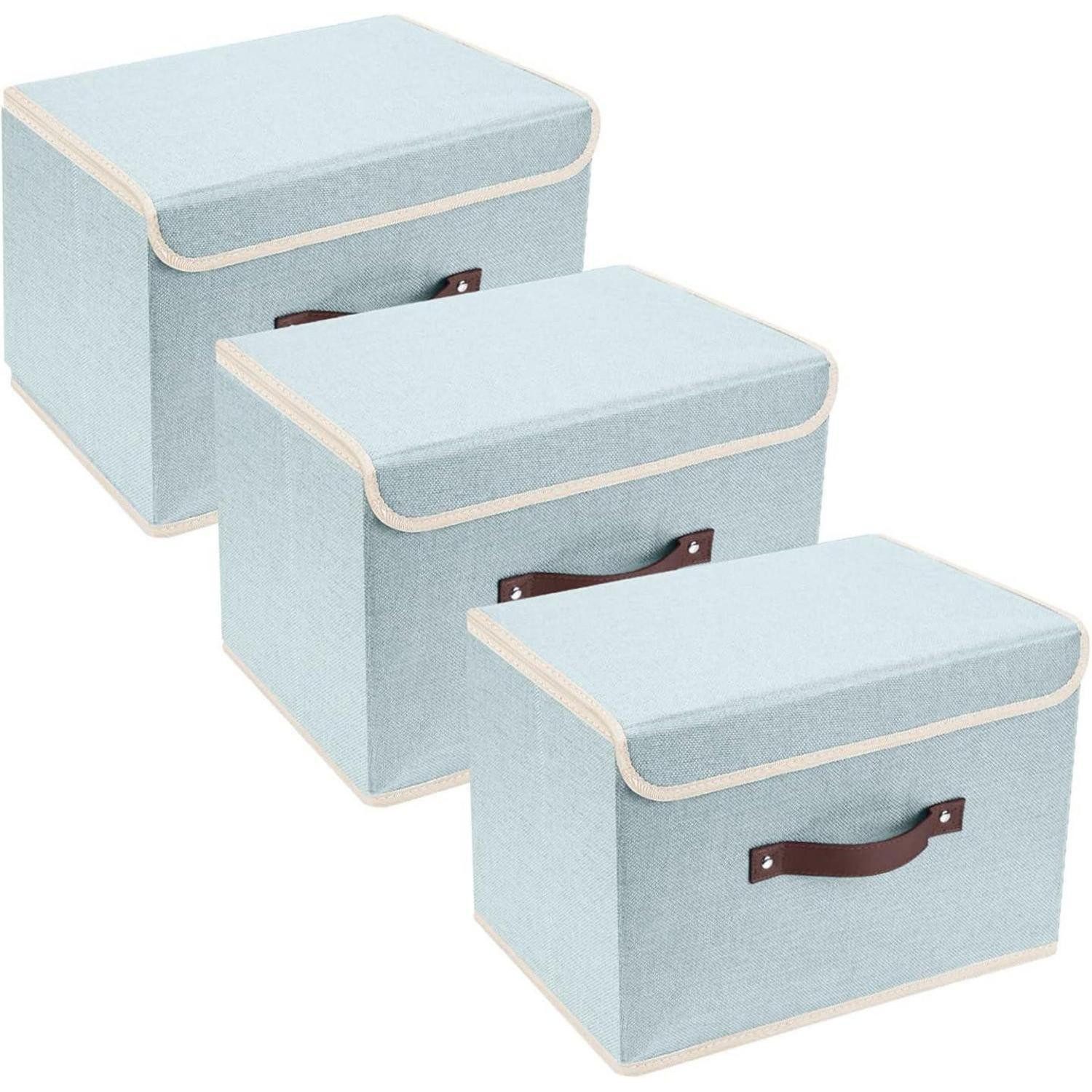 LuxusKollektion Faltbox Aufbewahrungsbox faltbar 3er Aqua Spring 38x25x25cm