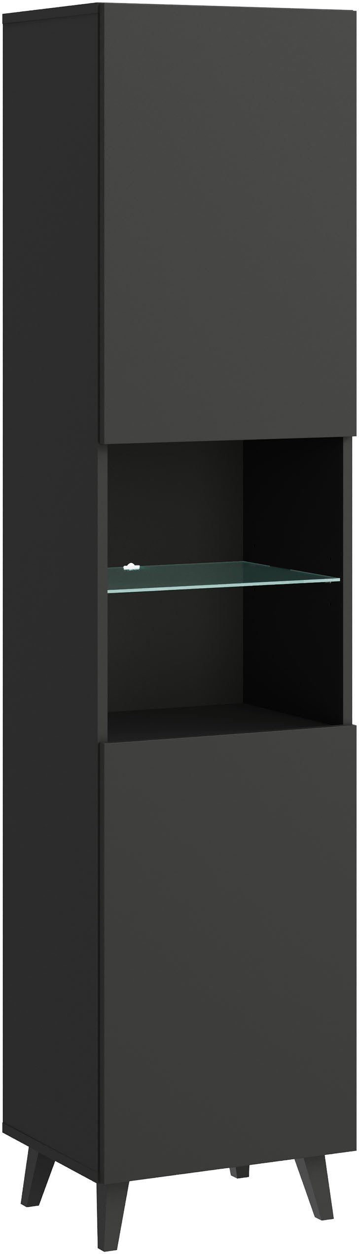 Home affaire Vitrine Phuket, Moderner Wohnschrank mit LED-Beleuchtung und Glasboden (1-St) Verstellbare Einlegeböden für flexible Aufbewahrung