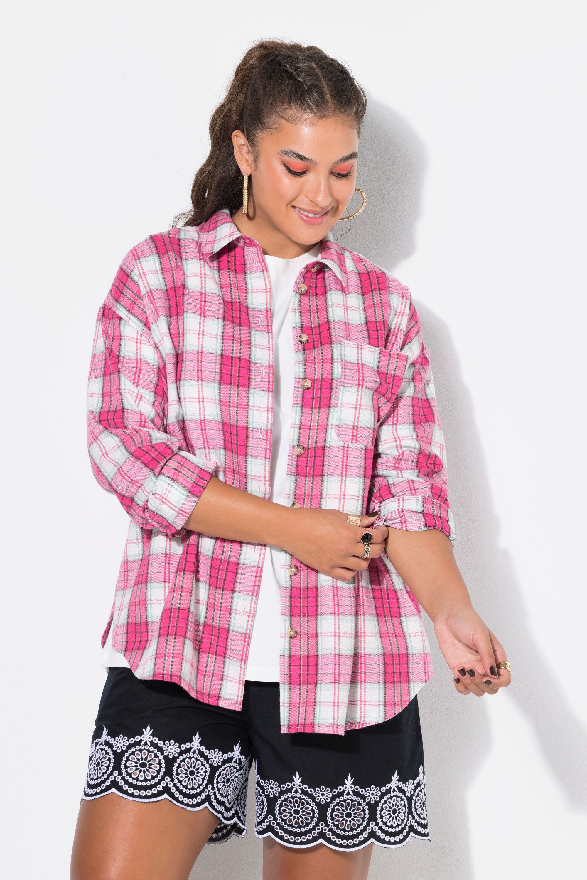Studio Untold Hemdbluse Flanellhemd oversized Karo Holzfällerhemd