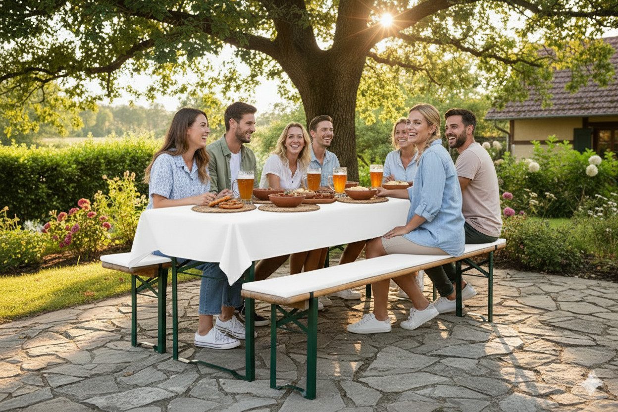 TexDeko Bankauflage Bierbankauflagen-Set mit Tischdecke 100x250cm (universa günstig online kaufen