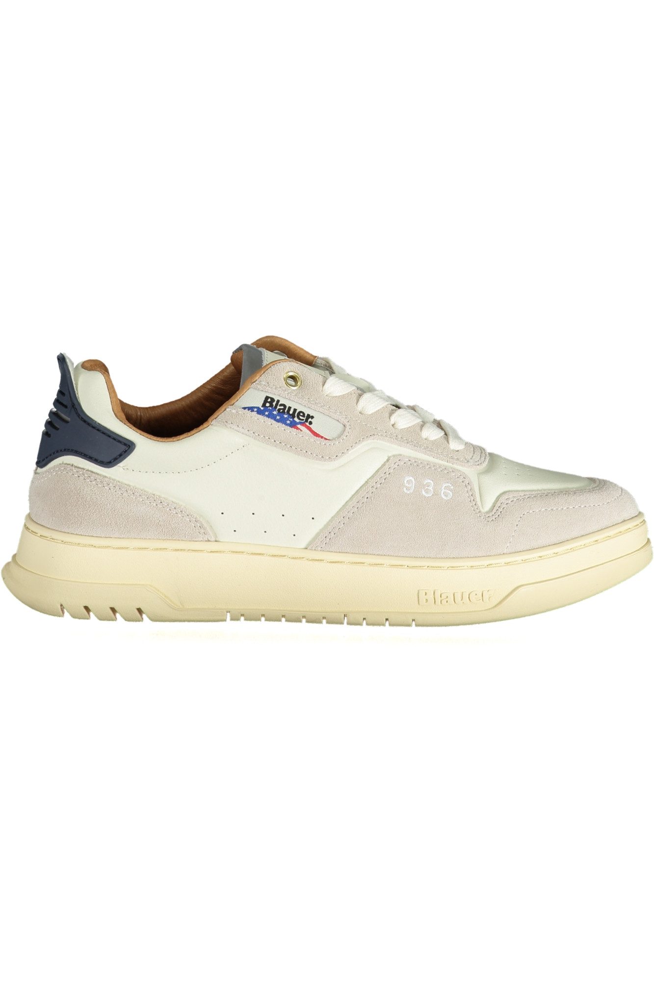 Blauer Кроссовки Weißer Herrensportschuh mit Schnürsenkeln und