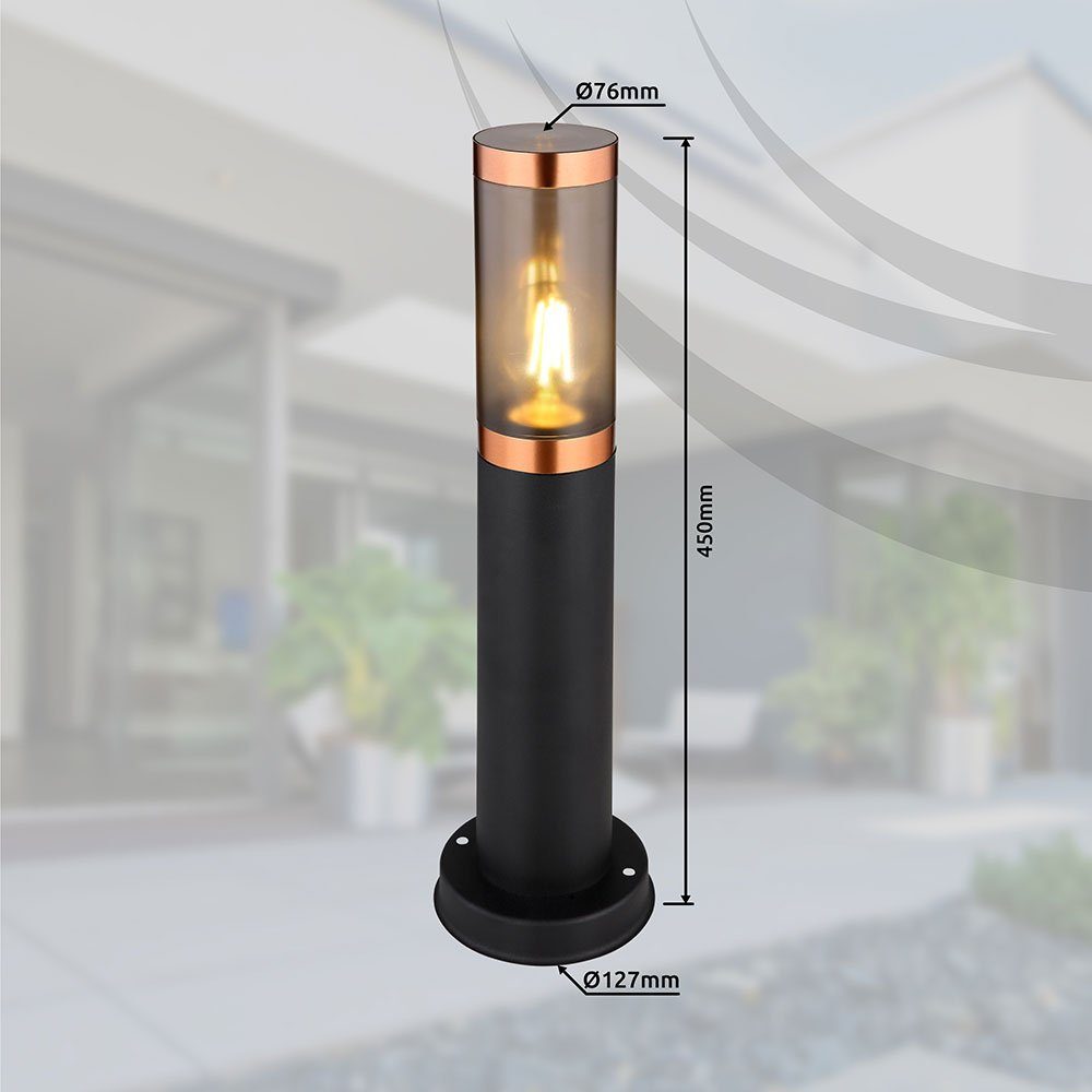 etc-shop LED Außen-Stehlampe, Warmweiß, inklusive, Außenleuchte Schwarz Leuchtmittel Sockelleuchte Stehlampe Edelstahl Garten