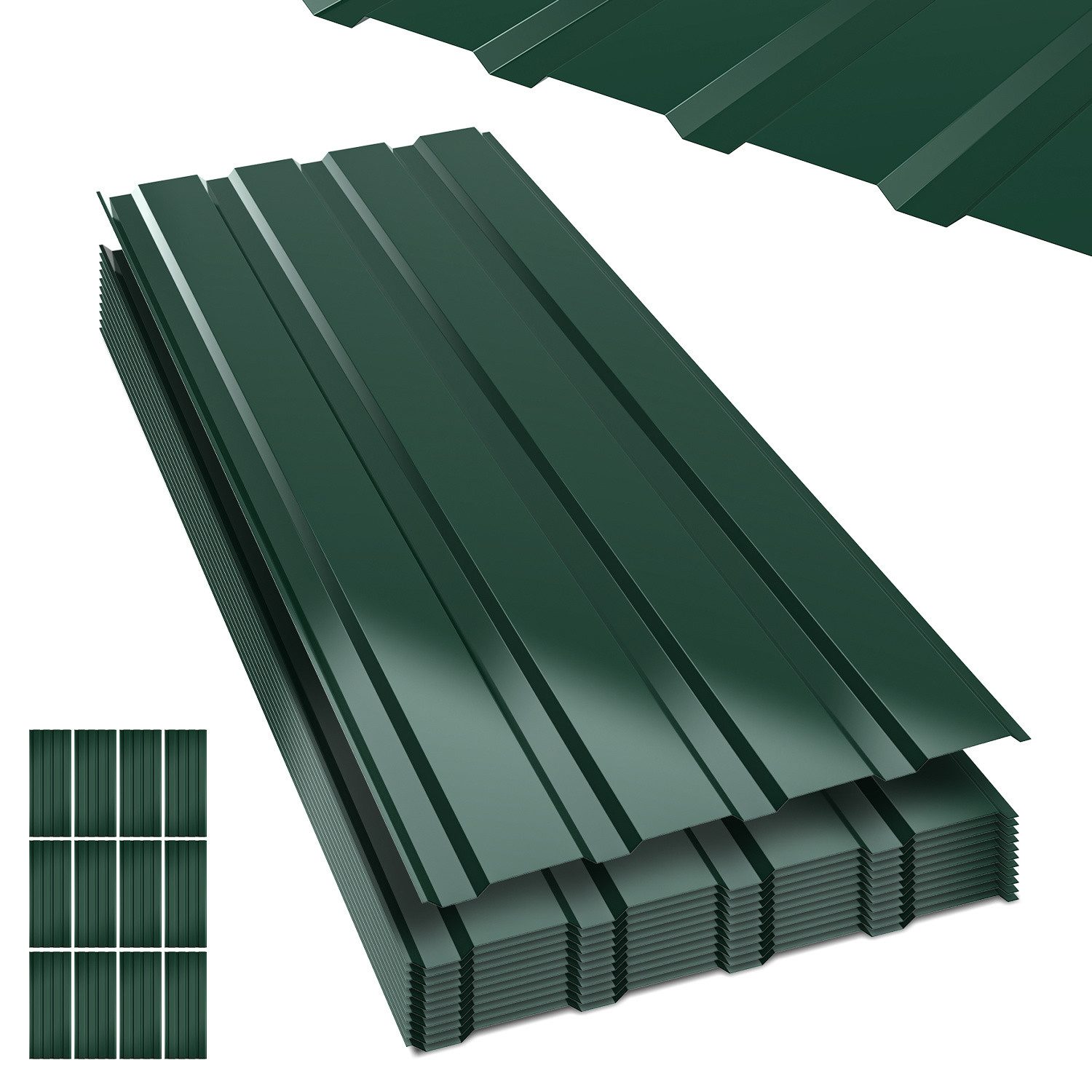 Clanmacy Trapezblech Deckenplatten 12st 115x45cm 6 Wellplatte Dachpaneele Profilblech, 115x45x0.25 mm (Set 12-St) UV-Schutz, Wasserfest, Wetterfest, Rostresistent, Korrosionsbeständig