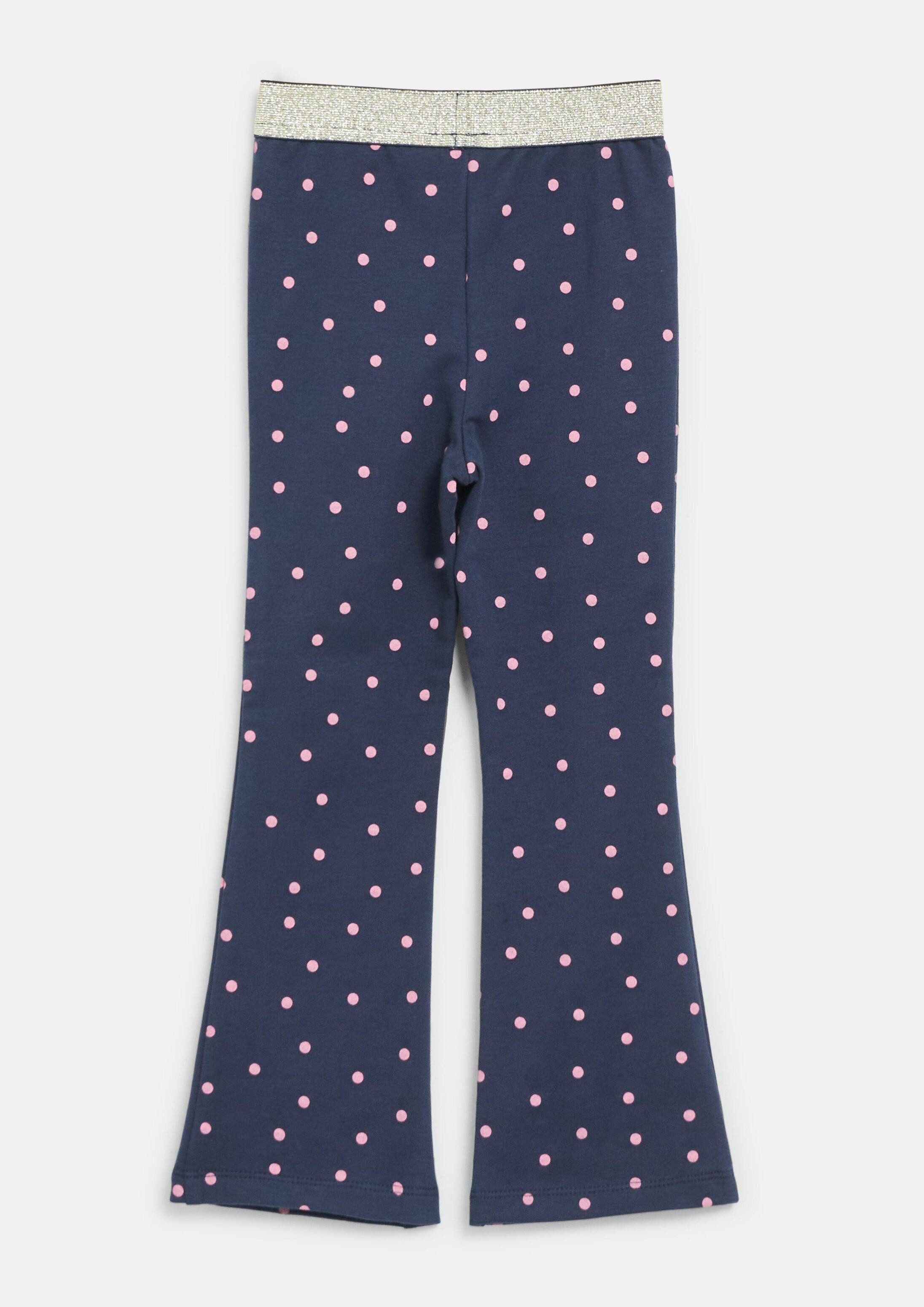 s.Oliver Leggings Leggings Flared-Leg-Leggings mit Glitzerbund und All-over-Print