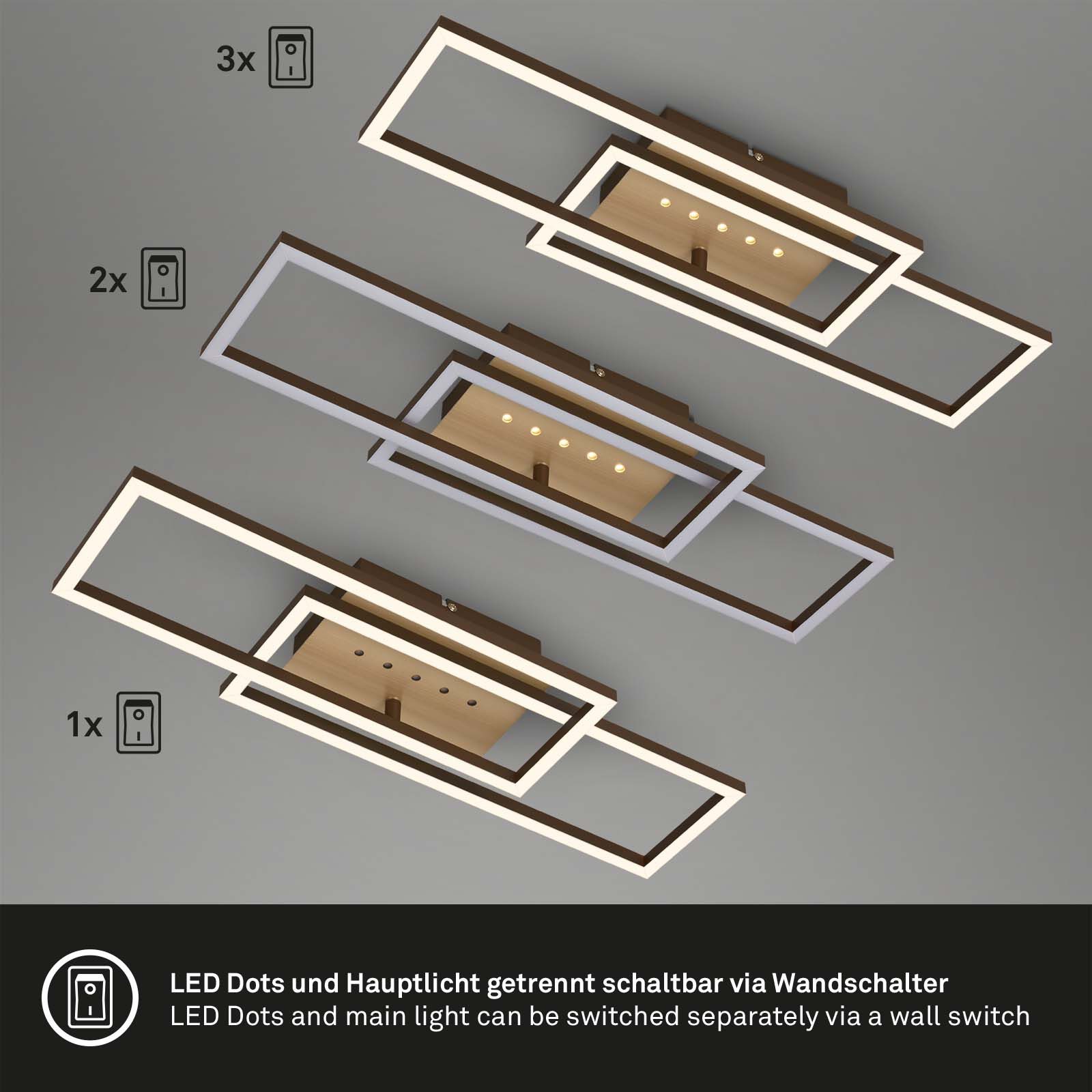 Briloner Leuchten Deckenleuchte FRAME DOT, LED fest integriert