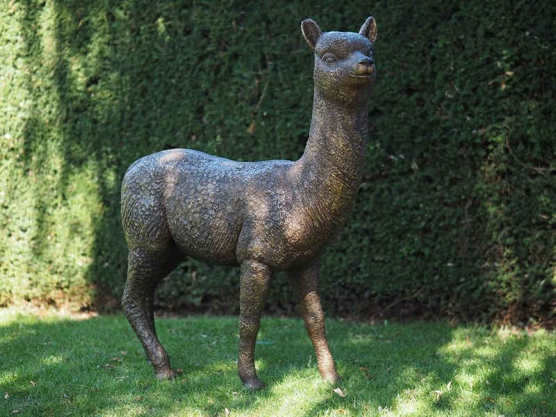 Bronzeskulpturen Skulptur Bronzefigur süßes großes Alpaka