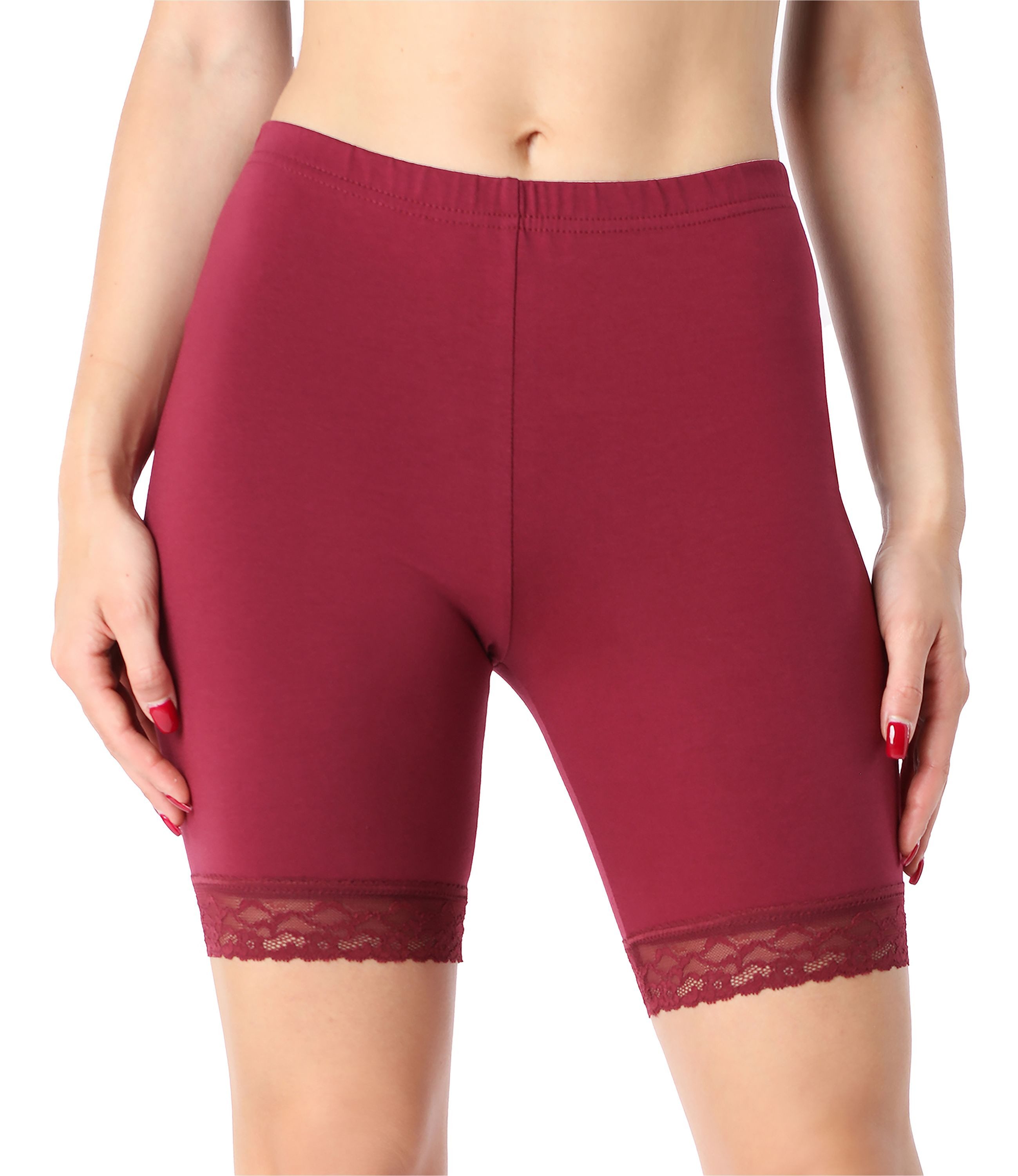 Leggings Damen Kurze Leggings aus Baumwolle mit Spitze für Tunika BLV50-225