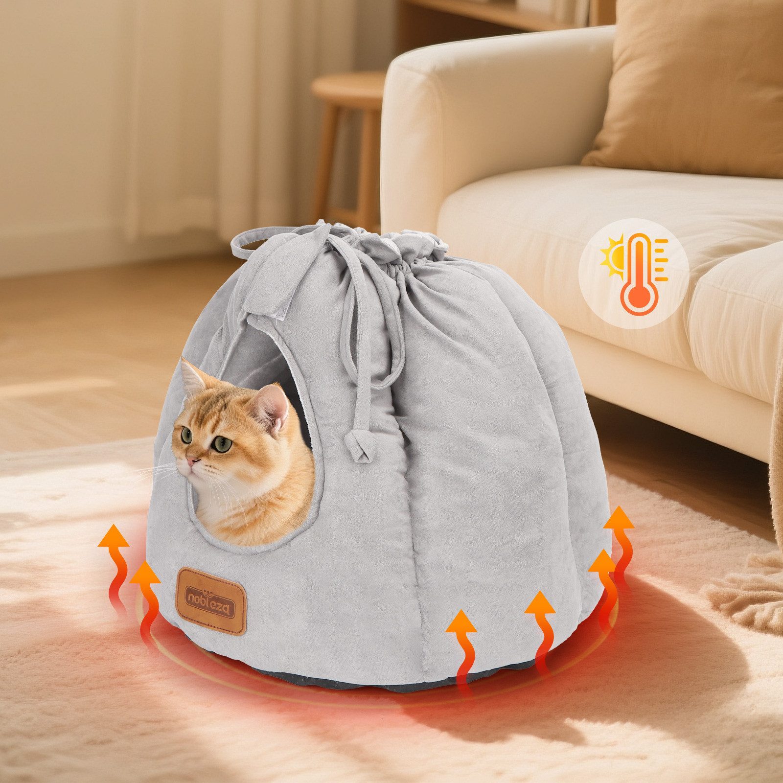 nobleza Tierbett 2-in-1 Katzenbett und Höhle, Geschlossen oder Offen Konvertierbar – Bild 3 von 5
