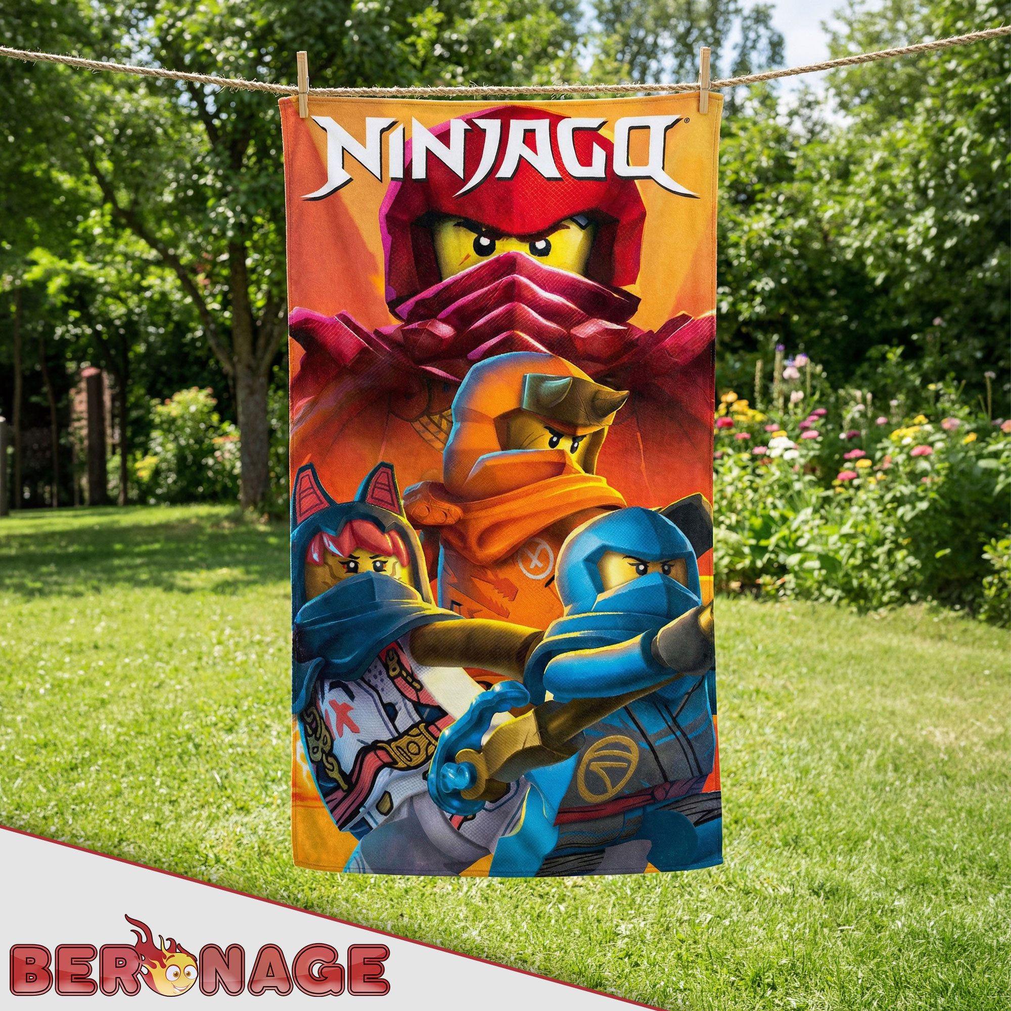 BERONAGE Strandtuch LEGO Ninjago Badetuch Ninjaverse 75x150 cm Strandtuch, Baumwolle (1-St), Frottee in Velours-Qualität – Bild 4 von 5