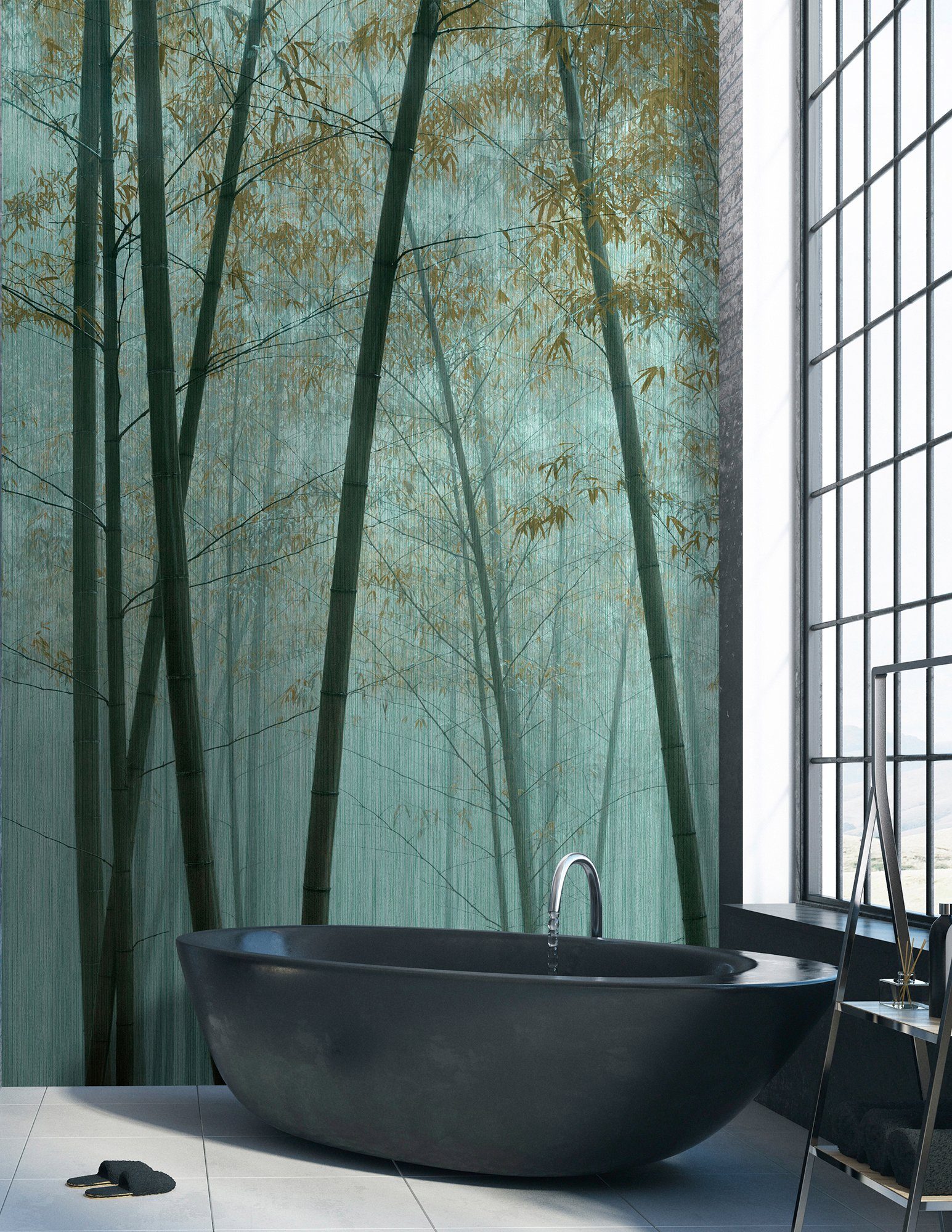 Bamboo, glatt, Vlies, Wand The walls Fototapete grün Walls living In Patel by