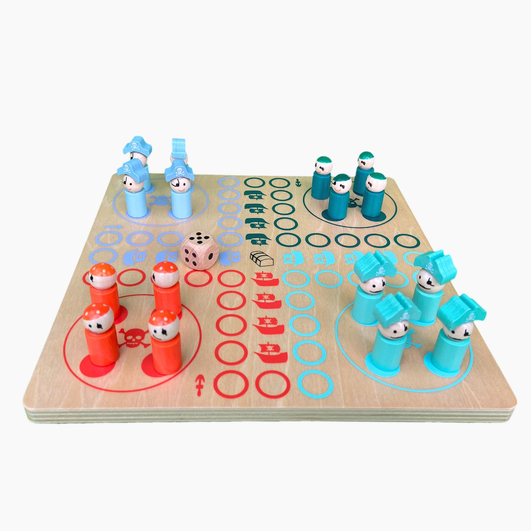 Small Foot Игрыsammlung Ludo Piraten Brettchen, brettspiel, Klassisches Spiel mit Piraten-Twist
