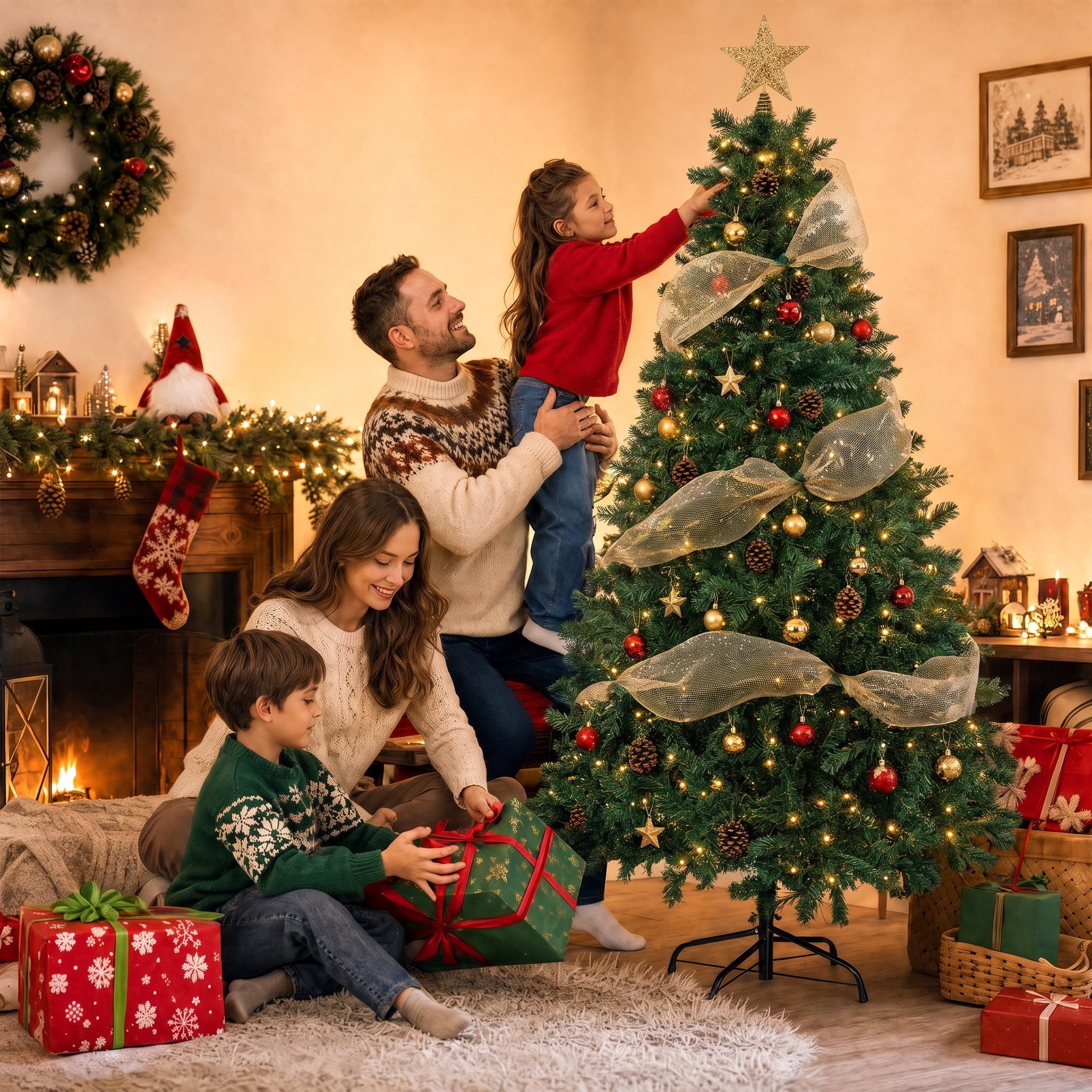 COMHOMA Künstlicher Weihnachtsbaum Weihnachtsdeko 195cm PVC Material mit 1000+ Spitzen Thickened Branches, Foldable abziehbar mit robuster Sockel – Bild 2 von 5