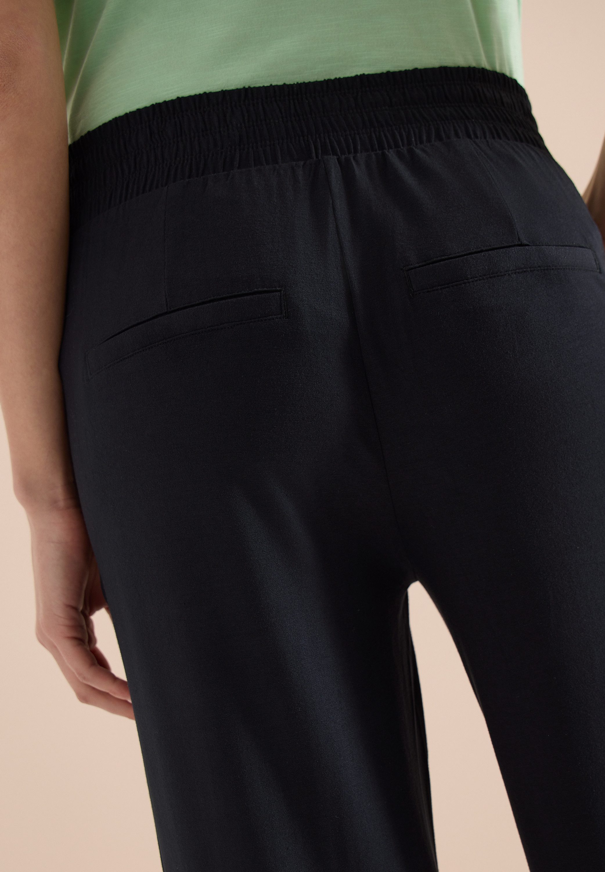 CECIL Jerseyhose Style Neele mit elastischem Schlupfbund, High-Waist, Wide Leg