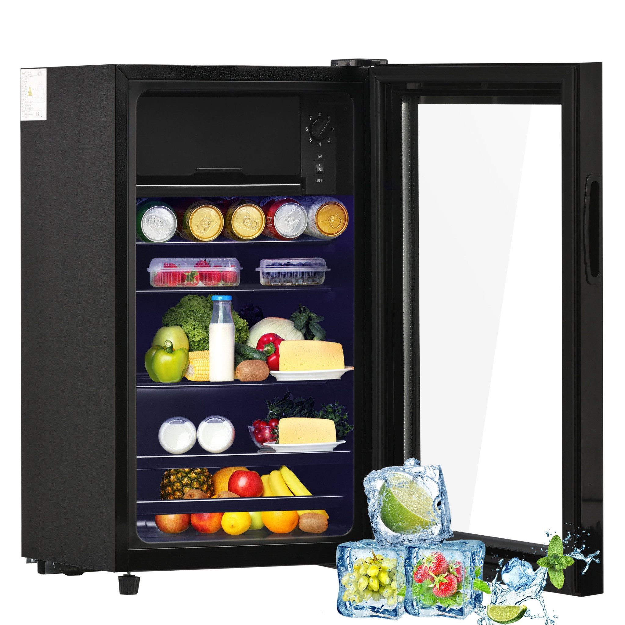Blossom Getränkekühlschrank SC-76A, 71.6 cm hoch, 40 cm breit, Verstellbare Ablagen, Glasfront, Leise 43 dB, Energieklasse E, Schwarz
