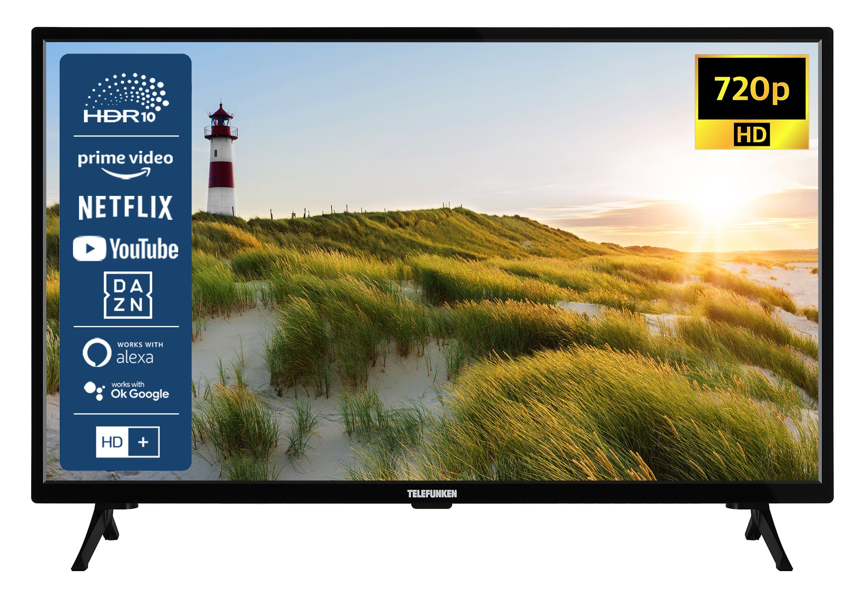 Monate Zoll, Audio, Dolby gratis) HDR10, 6 Smart cm/32 (80 Telefunken Fernseher Triple-Tuner, HD-ready, TV, LCD-LED D32H550X1CWT HD+