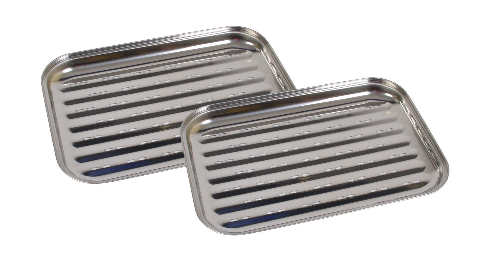 BURI Grillschale 2x Edelstahl Grillschale 35x24cm BBQ Grillzubehör Pfanne Gemüseschale