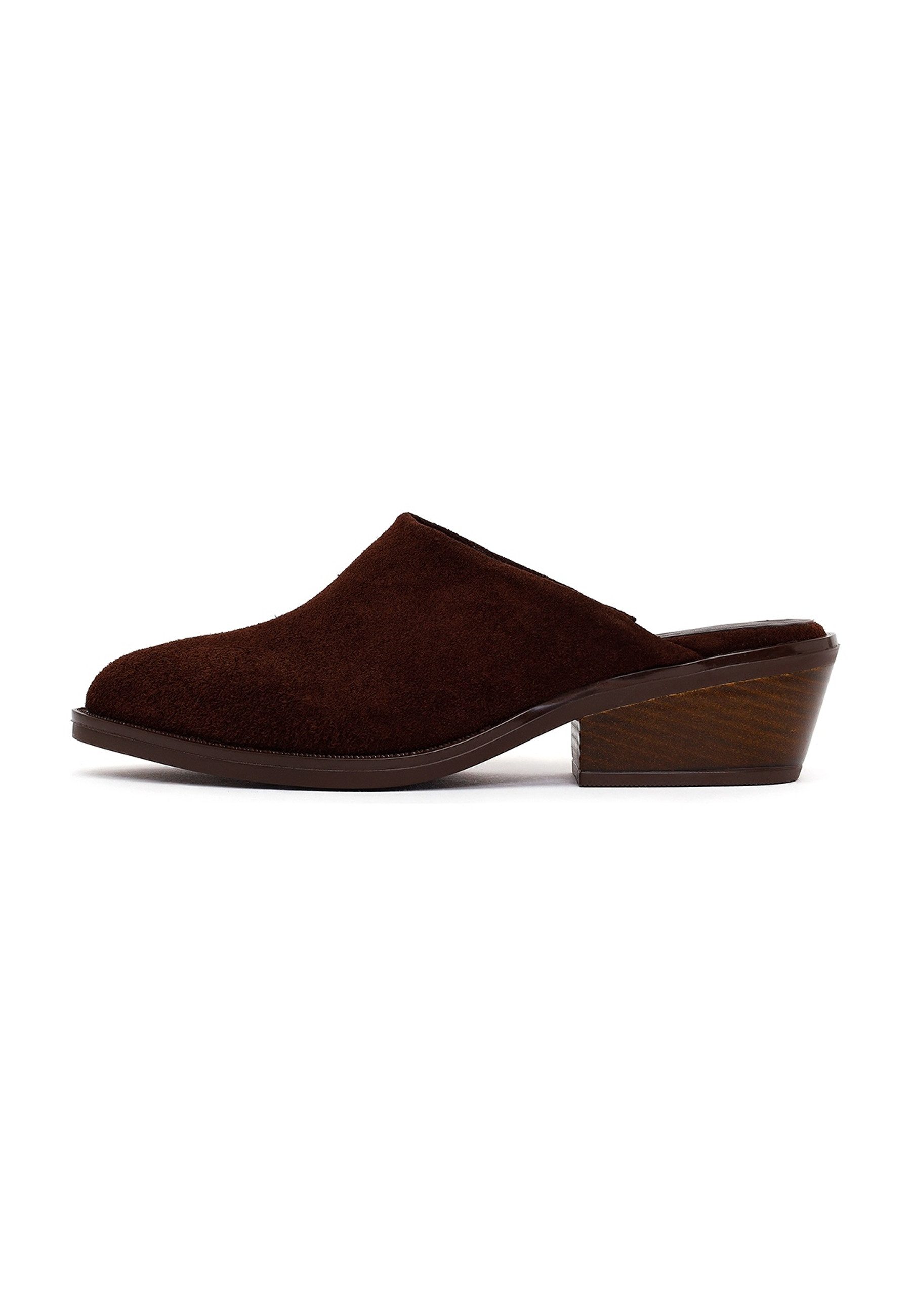 Derimod Pantoletten aus Veloursleder Mules Echtes Wildleder, Lederfutter, TPU-Sohle, Slip-On-Design, Blockabsatz