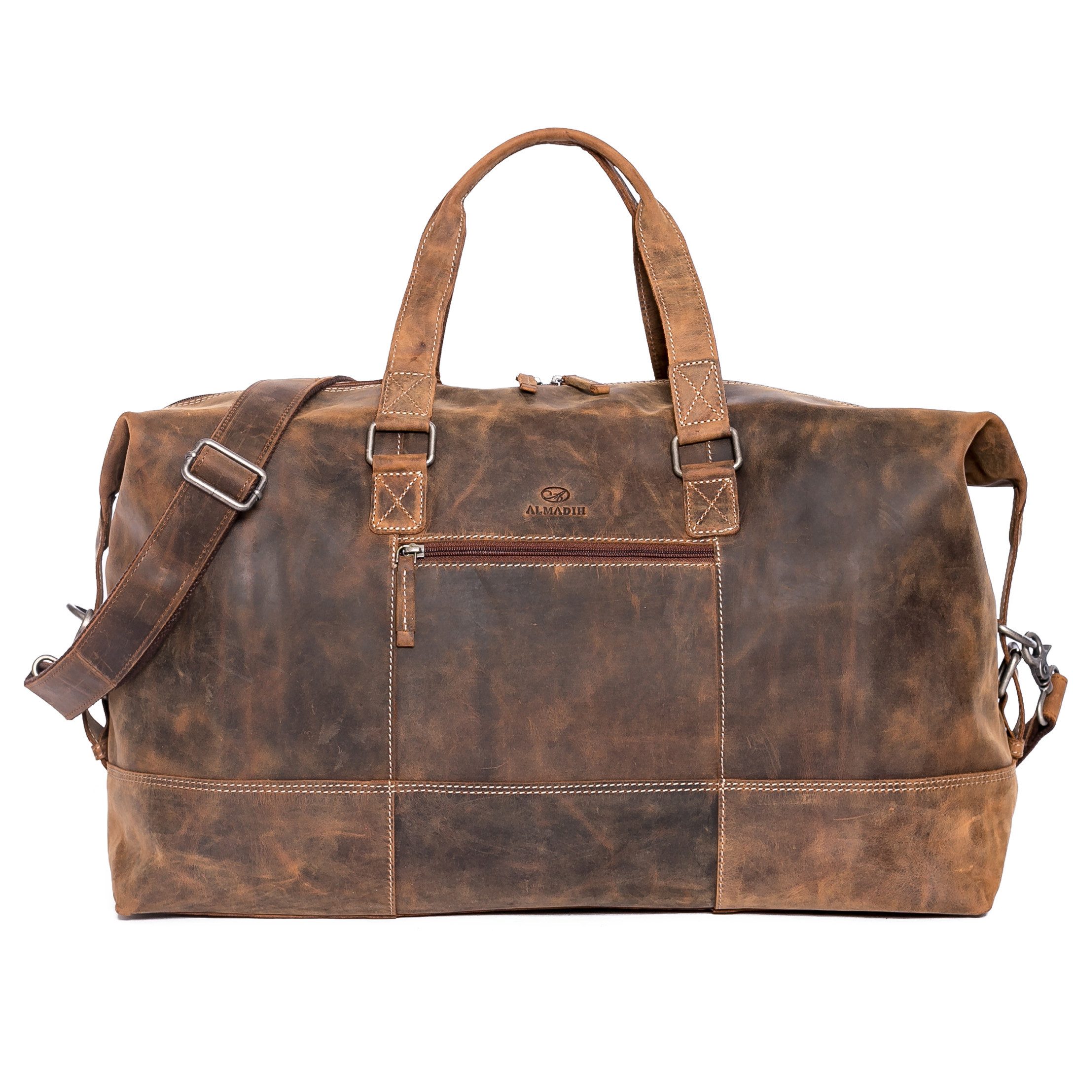 ALMADIH Reisetasche Leder YURI Weekender Handgepäck Gym Fitness Tasche Herren