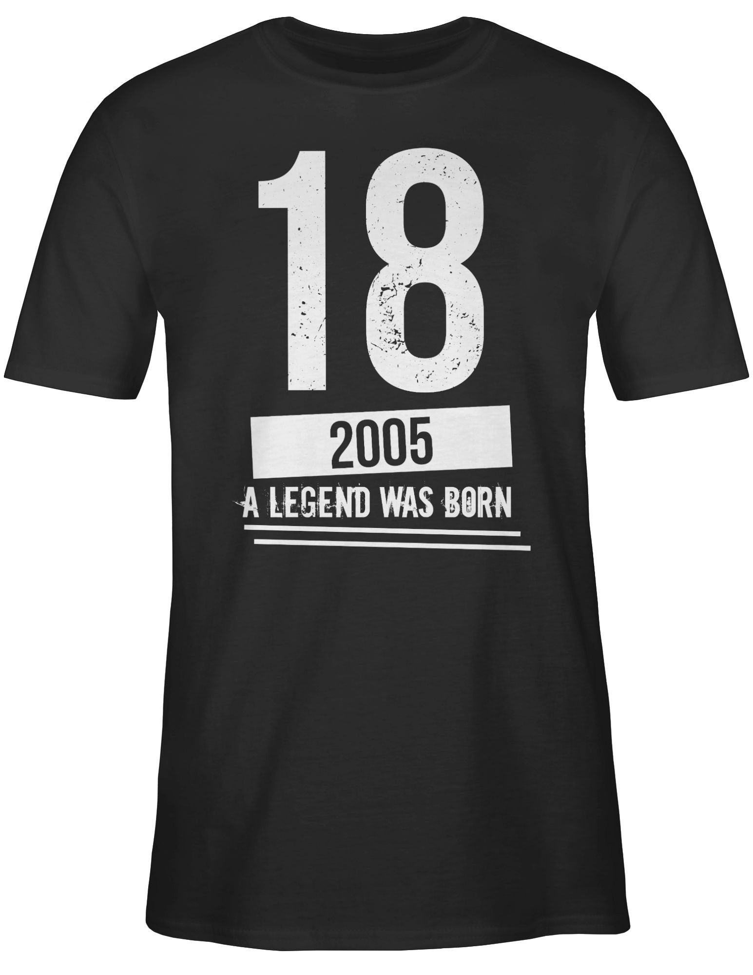Achtzehnter T-Shirt 18. Schwarz Geburtstag Geburtstag 2005 Shirtracer 01