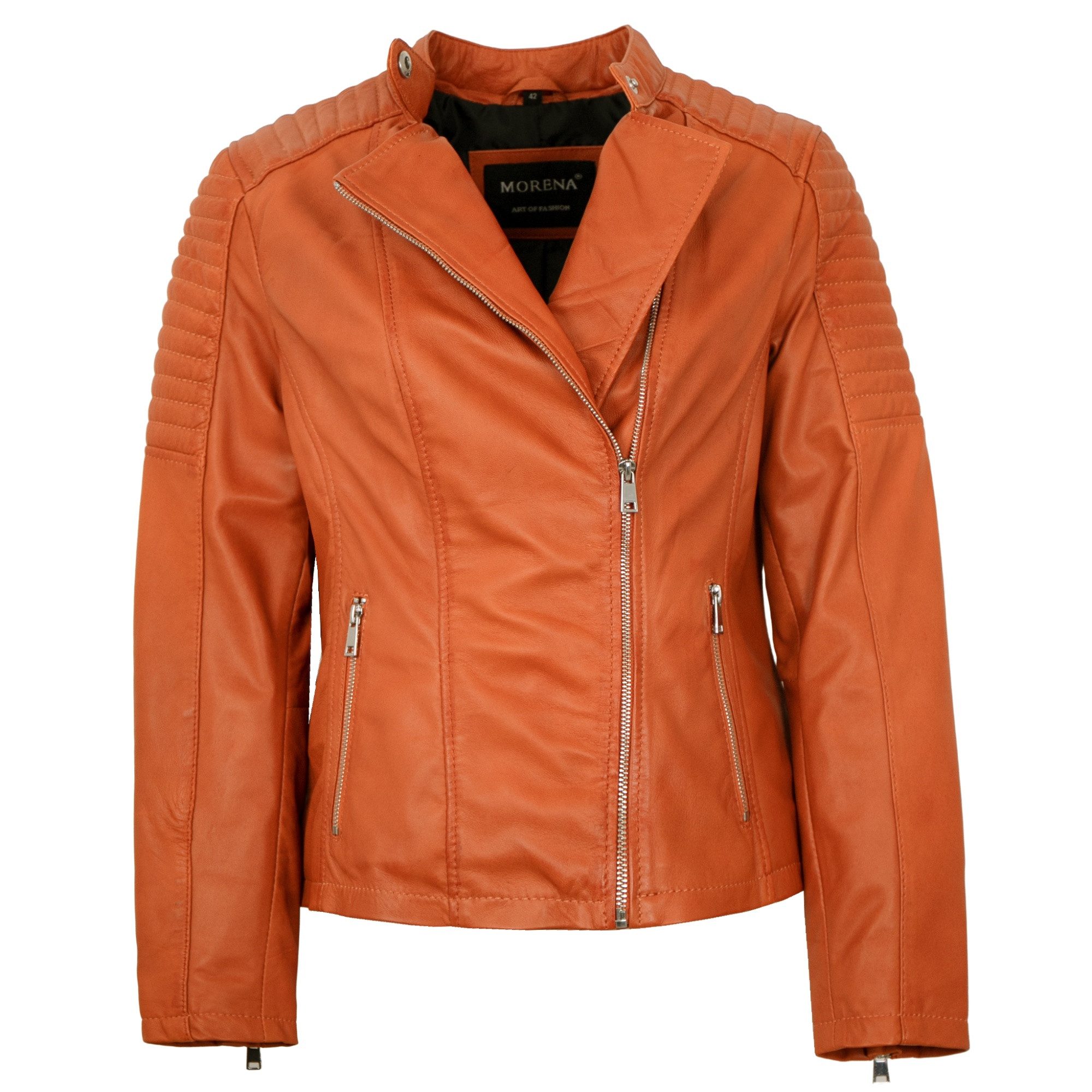 Morena Lederjacke Quina-E Morena - Damen Lederjacke Lammnappa Bikerjacke orange