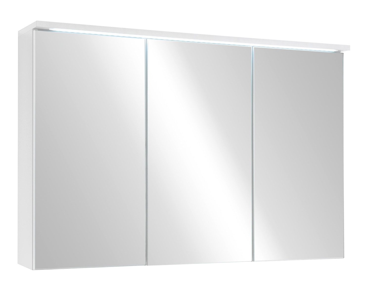 Badezimmerspiegelschrank TWO, B 100 cm, mit LED-Beleuchtung Weiß, 6 höhenverstellbare Einlegeböden, Spiegeltüren