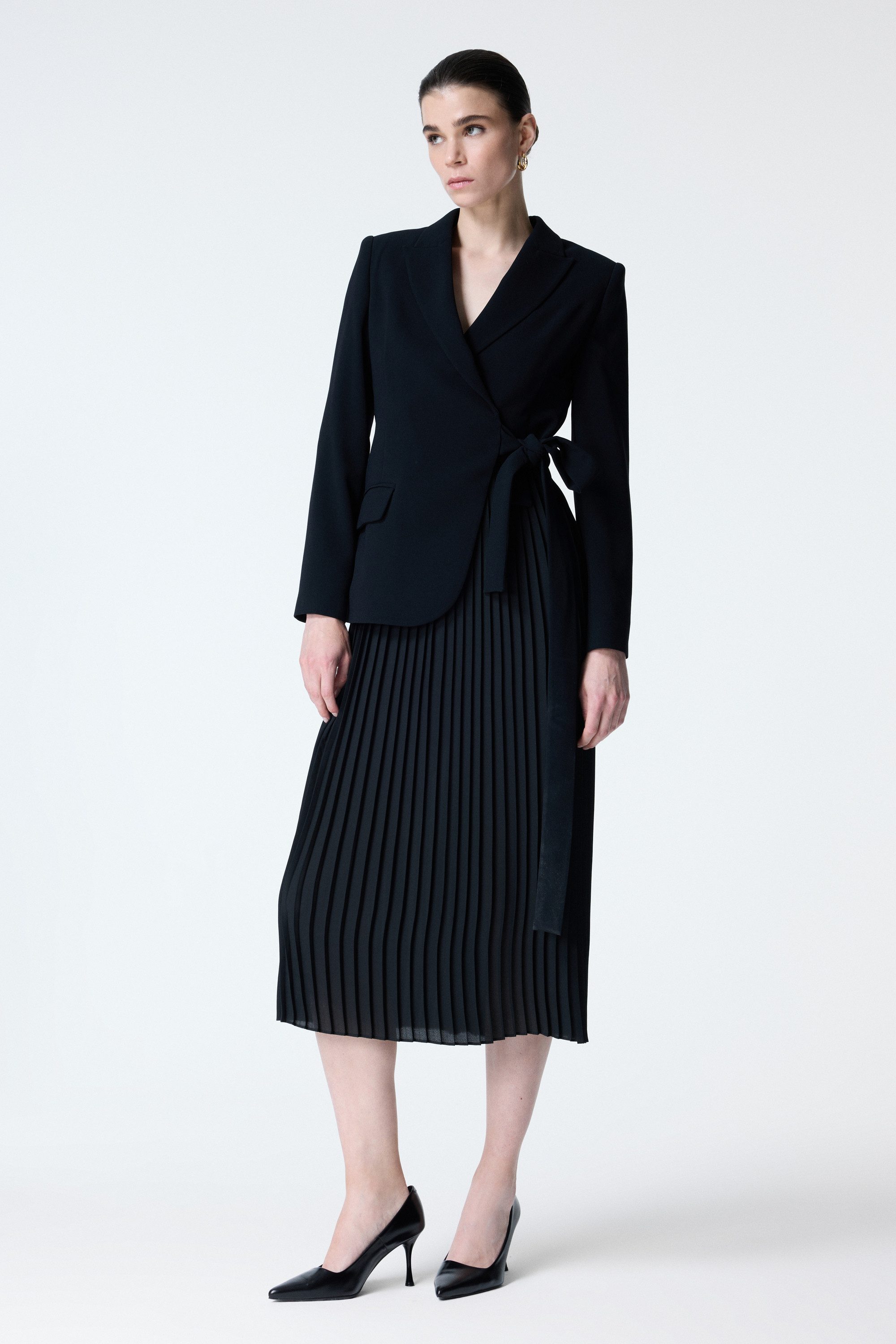 adL Hemdblusenkleid Plissiertes Blazerkleid