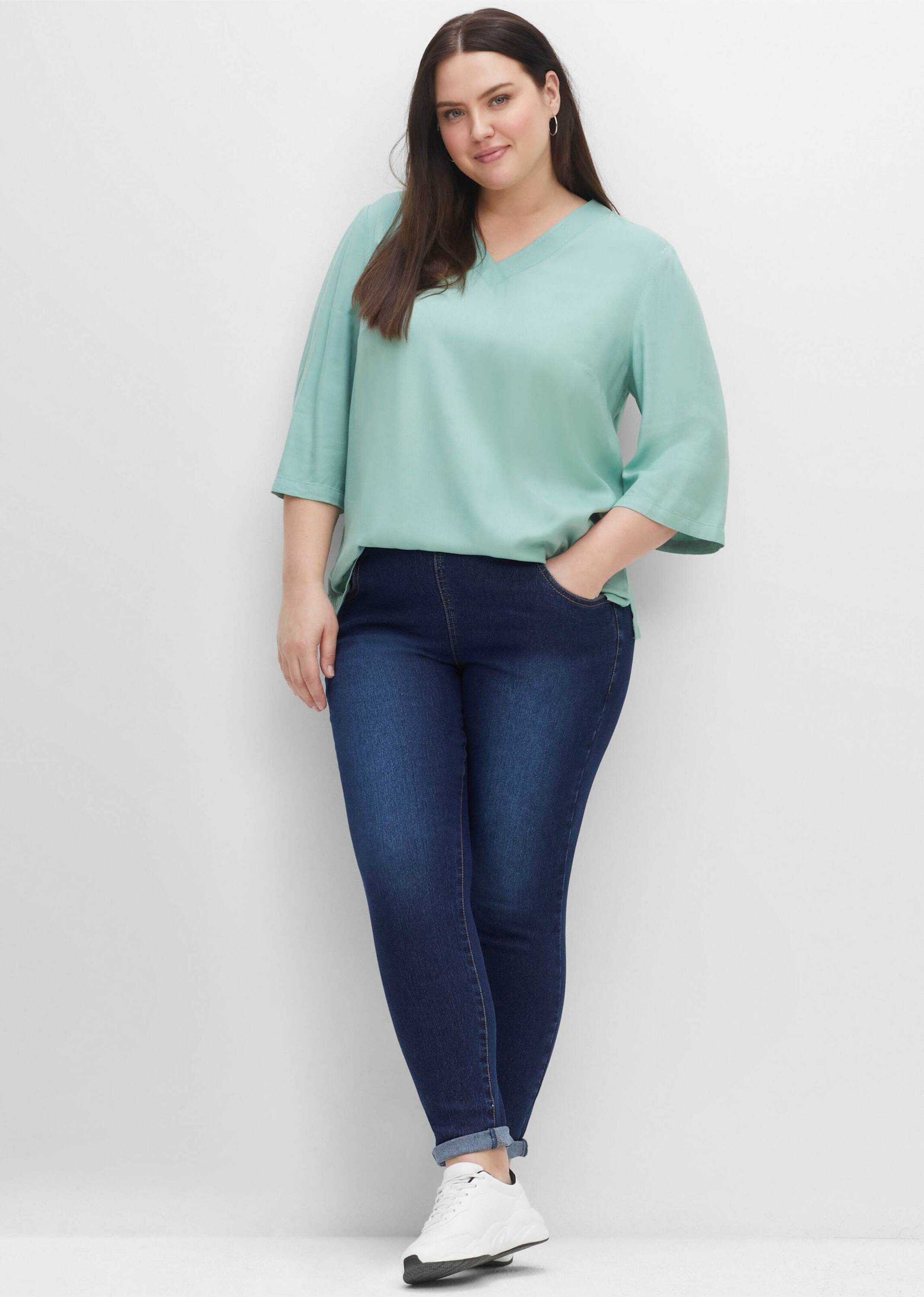 Sheego Bequeme Jeans Schlupfjeans mit breitem Gummibund