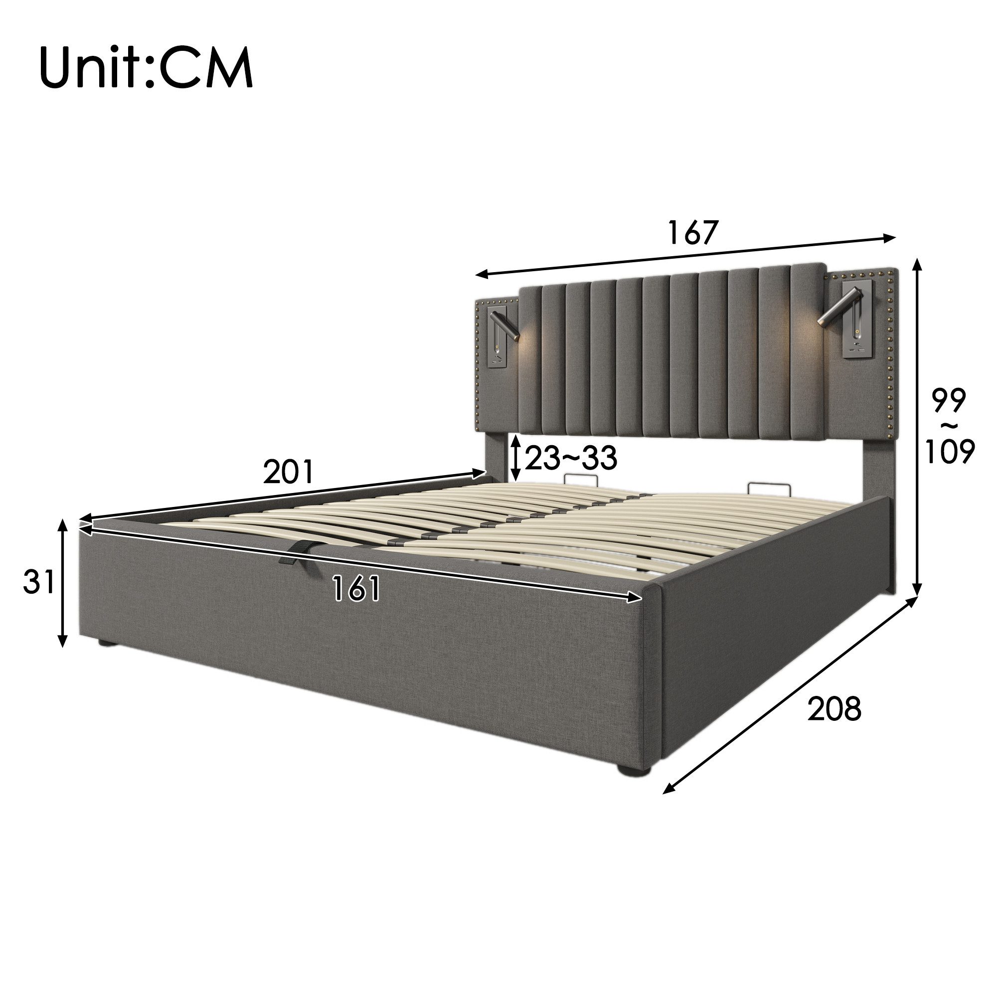 HAUSS SPOLE Polsterbett 160x200 Leselicht mit USB Ladefunktion Kopfteil, Gr günstig online kaufen