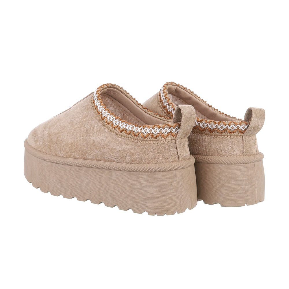 Ital-Design Die bequemen Plateau-Slipper Hausschuh (85244438) Flach Stiefeletten in Hellbraun