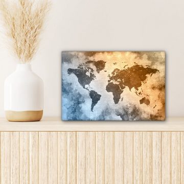 OneMillionCanvasses® Leinwandbild Weltkarte - Abstrakt - Farben, (1 St), Wandbild Leinwandbilder, Aufhängefertig, Wanddeko, 30x20 cm