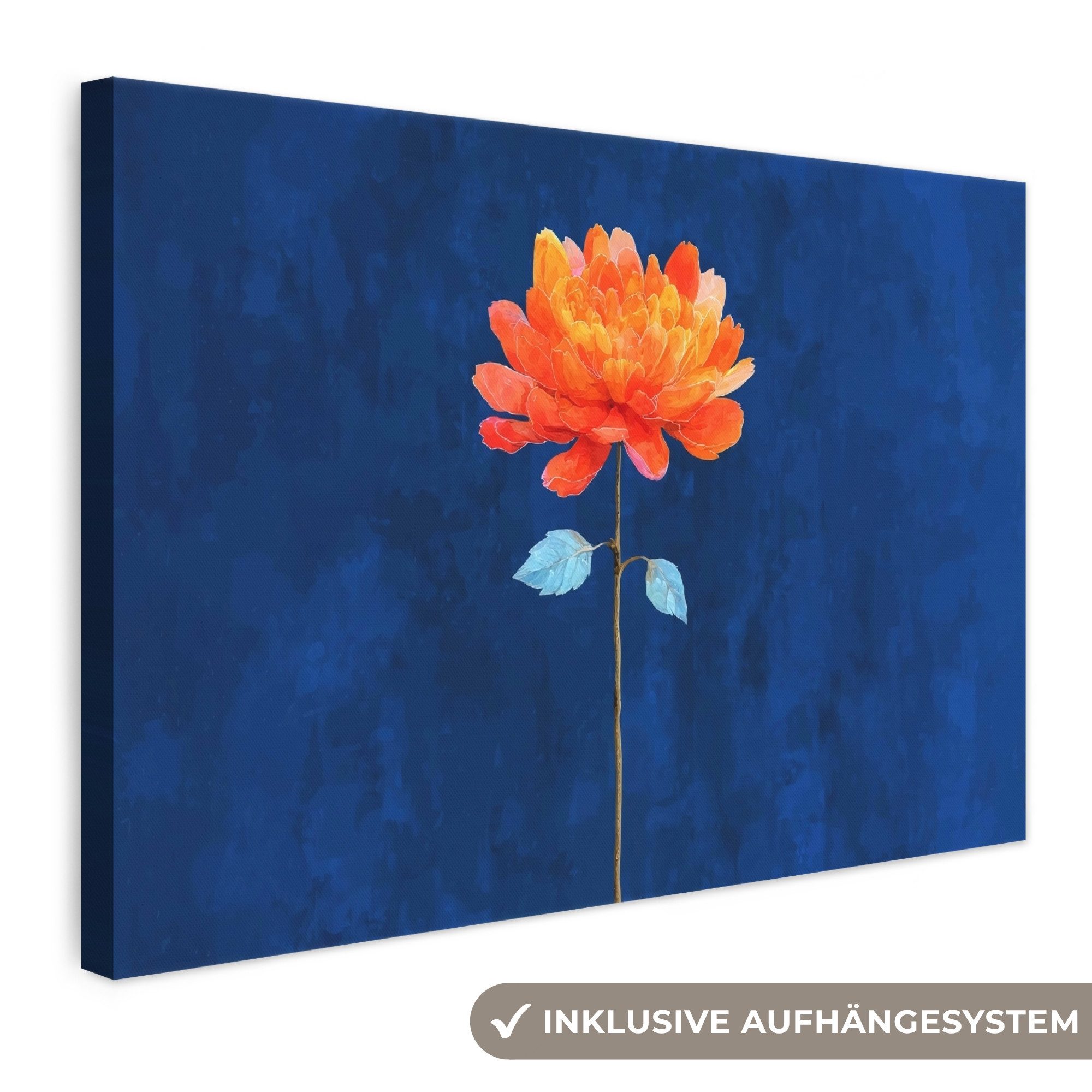 OneMillionCanvasses® Leinwandbild Blume - Orange - Blätter, Fotodruck (1 St), Leinwand Bilder Klein, Wand Dekoration Aesthetic 30x20 cm