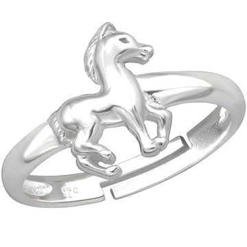 Limana Fingerring Mädchen Kinderring echt 925 Sterling Silber verstellbarer Ring Pferd (inkl. Geschenkdose), Fohlen Geschenkidee Geschenk Weihnachten Geburtstag
