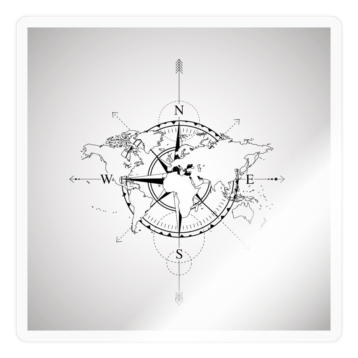 Spreadshirt Aufkleber Kompass Weltkarte Welt Reisen Sticker Aufkleber