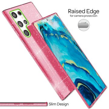 Nalia Smartphone-Hülle Samsung Galaxy S22 Ultra, Glitzer Silikon Hülle / Verstärkte Innenseite / Glänzende Schutzhülle