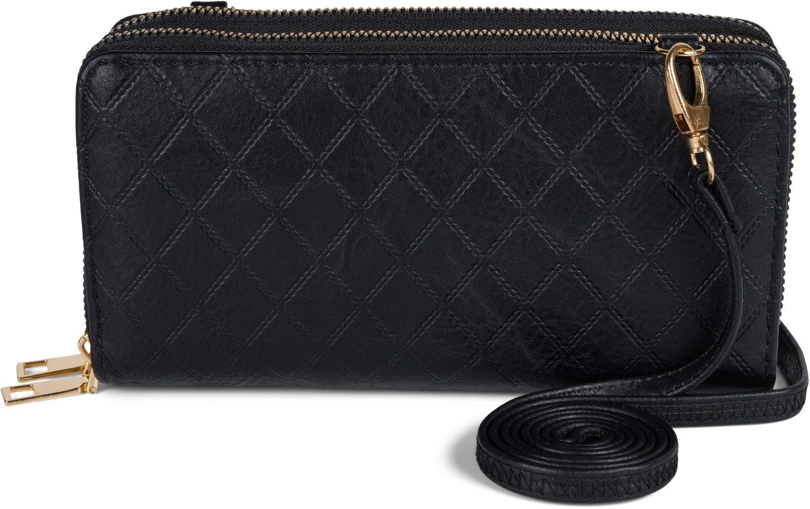 styleBREAKER Mini Bag (1-tlg), 2 in 1 Umhängetasche - Geldbörse Rauten Schwarz