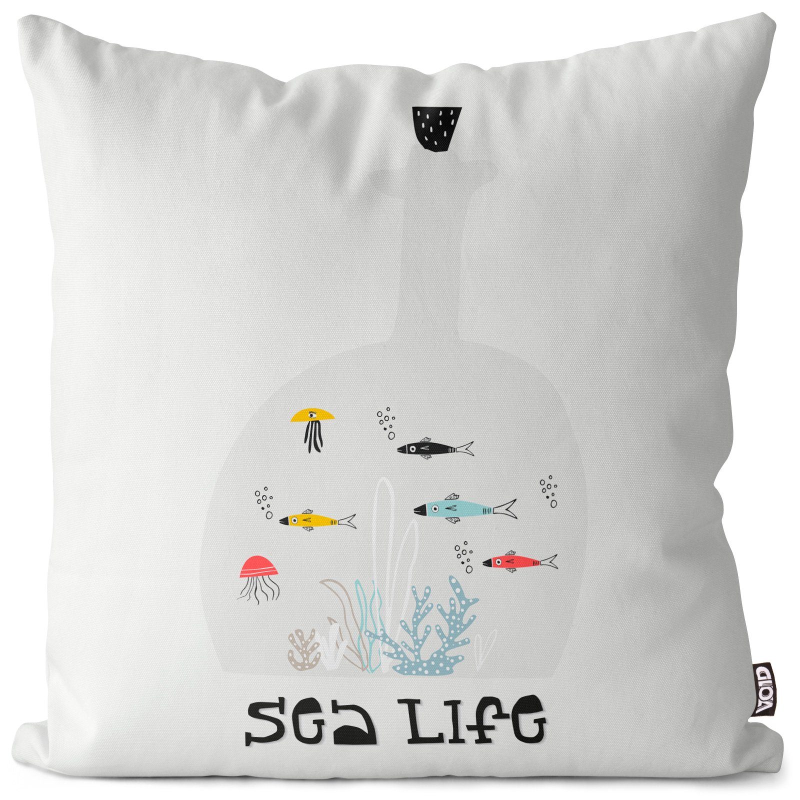 Urlaub Salzwasser Mittelmeer Schwimmen (1 Meerestiere Flasche Fische Haustier Meer Cartoon Aquarium Kinderzimmer Kinder VOID Stück), Sofa-Kissen Qualle Kissenbezug,