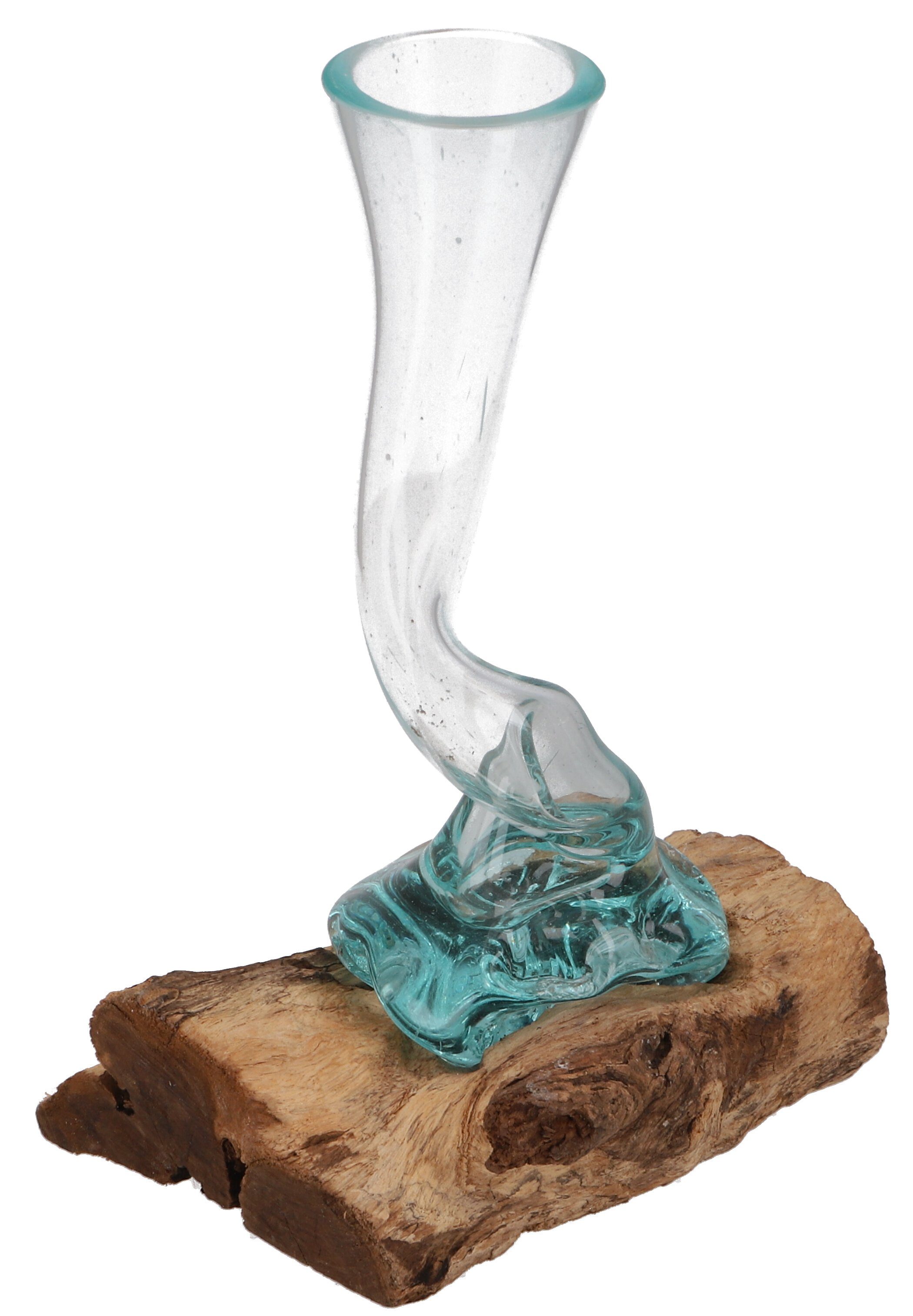 Guru-Shop Dekovase Spiralförmige Vase, Glasvase Wurzelholz günstig online kaufen