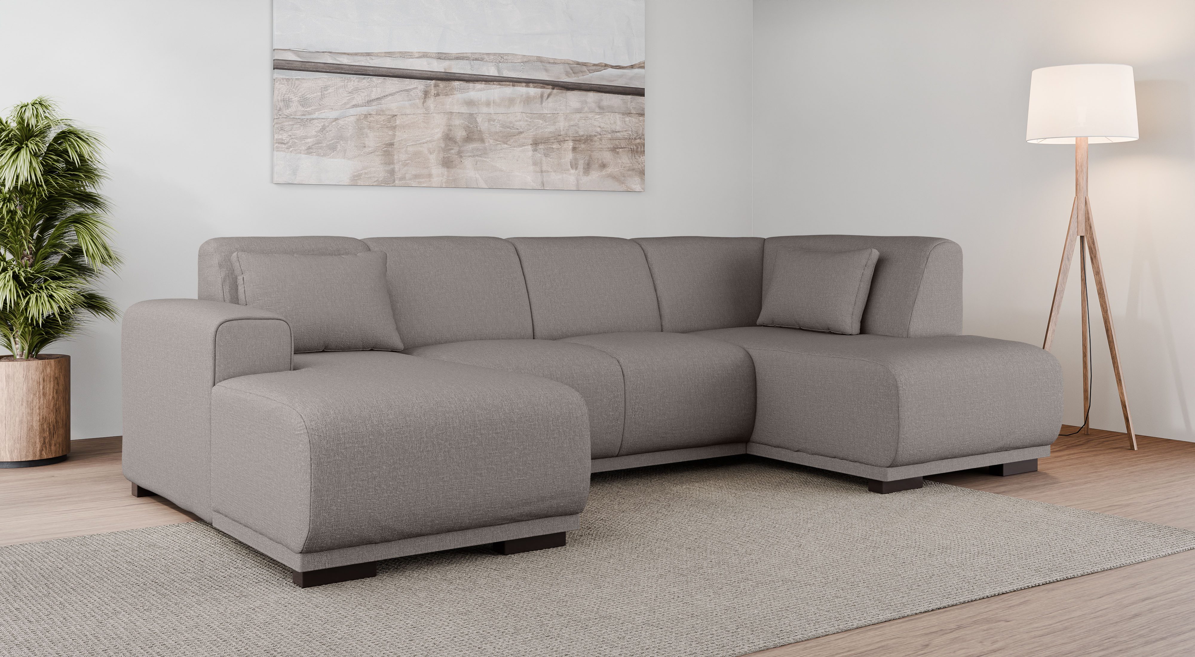 Home affaire Wohnlandschaft BORNHOLM U-Form mit Recamiere rechts/links, B/T/H: 300/162/85 cm, U-Form mit Wellenunterfederung, Recamiere rechts oder links bestellbar