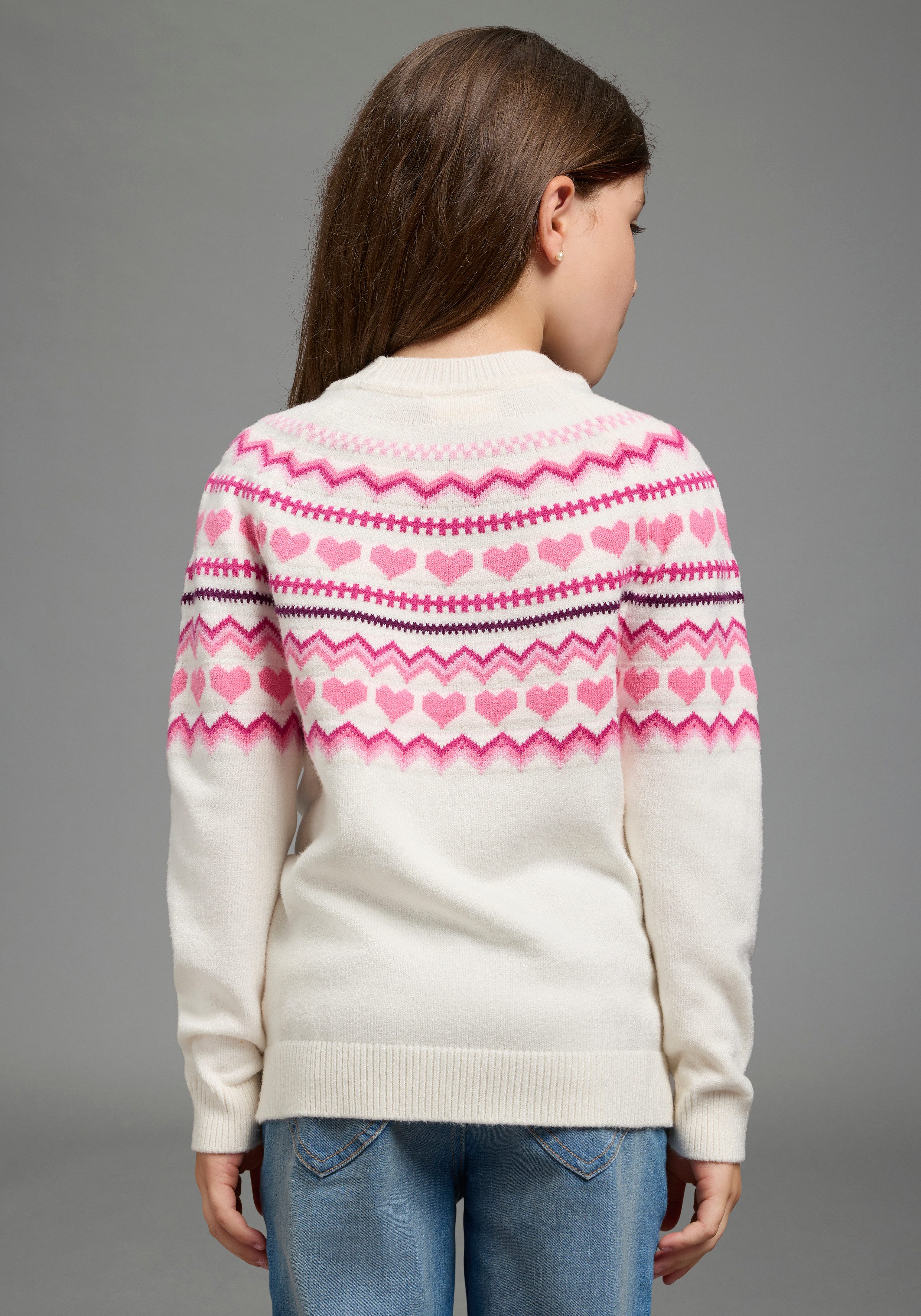 Scout Strickpullover Jaccquard Pullover - Herzendesign - NEU von SCOUT Langarm, elastisches Strickmaterial