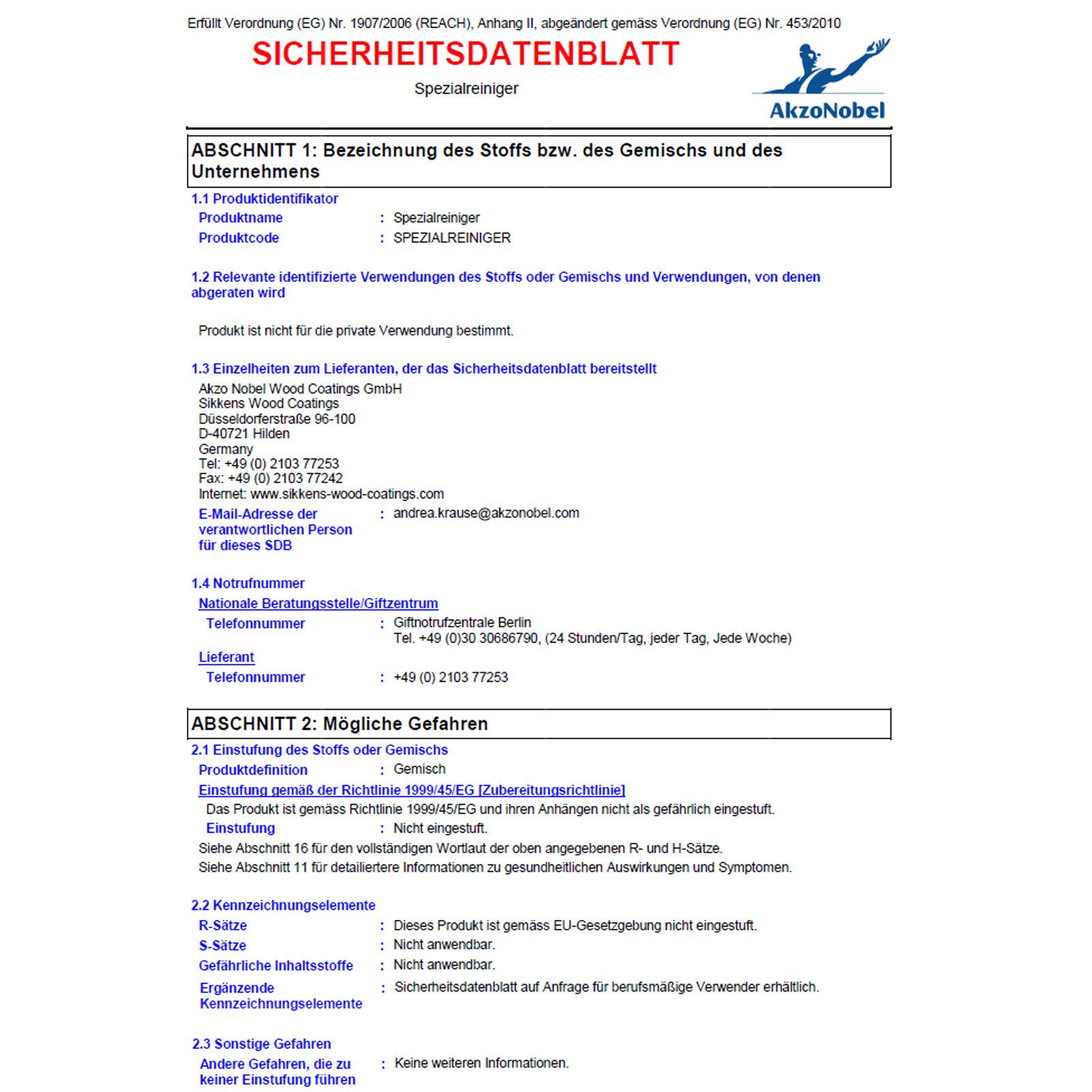Sikkens Spezial Cleaner WV 803 0,25 LTR Allzweckreiniger